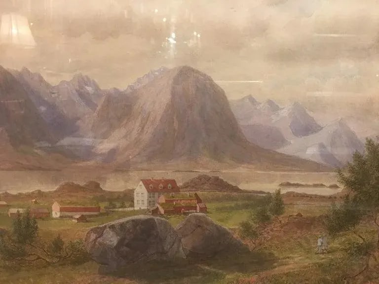 British School "Mountain Landscape", Watercolor, Framed, Unsigned, 19th Century - 8
