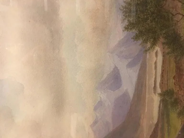 British School "Mountain Landscape", Watercolor, Framed, Unsigned, 19th Century - 9