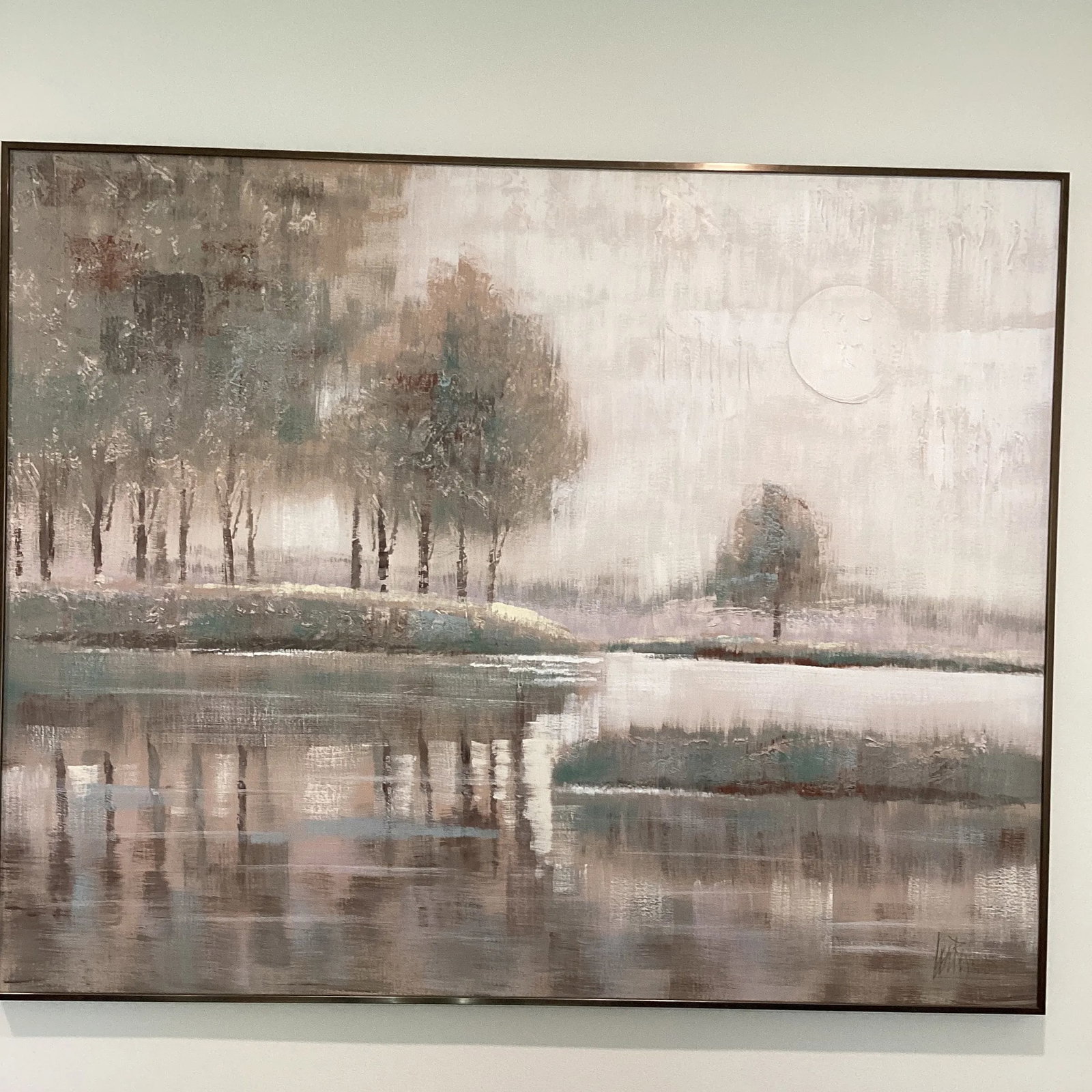 Mid Century Modern Impressionist Massive Lee Reynolds Serene Nature Scene Oil Panting Framed - 11