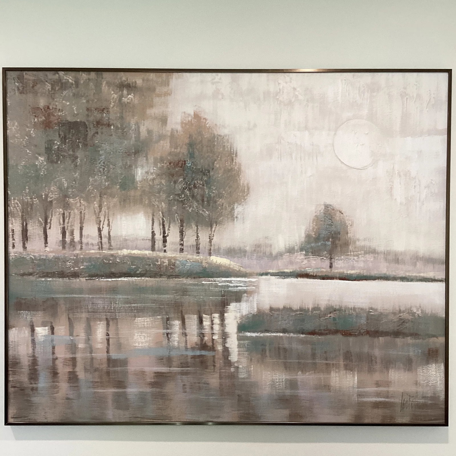 Mid Century Modern Impressionist Massive Lee Reynolds Serene Nature Scene Oil Panting Framed - 12