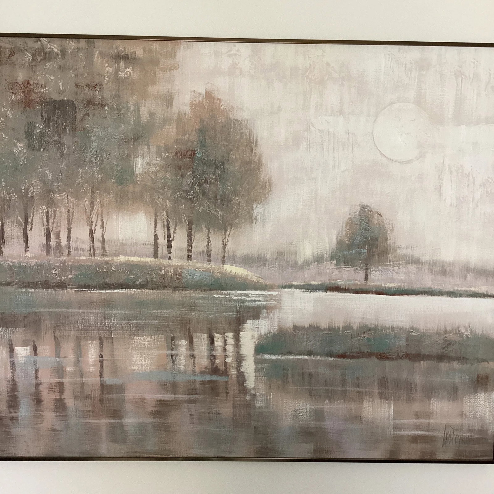 Mid Century Modern Impressionist Massive Lee Reynolds Serene Nature Scene Oil Panting Framed - 2