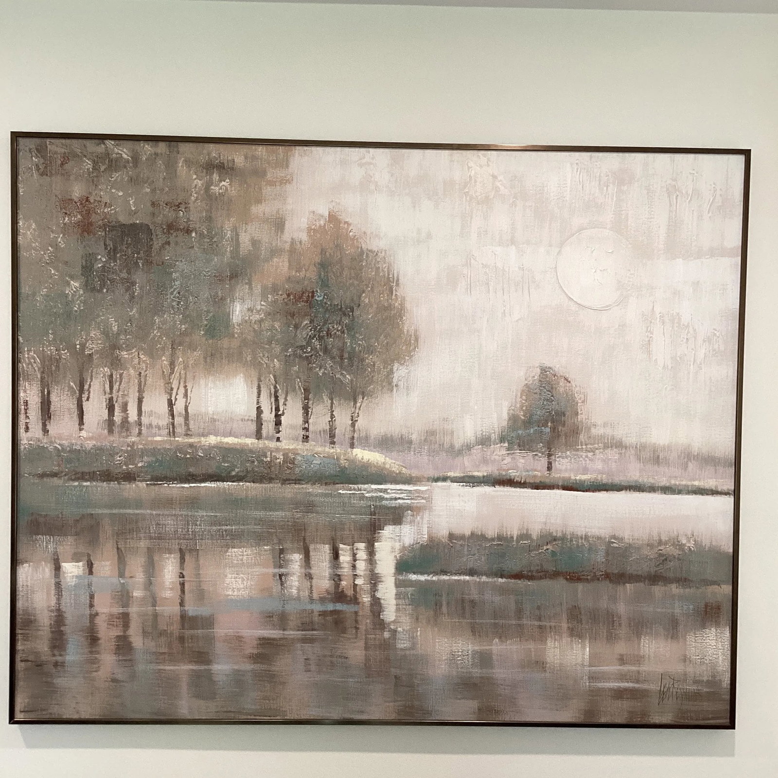Mid Century Modern Impressionist Massive Lee Reynolds Serene Nature Scene Oil Panting Framed - 3