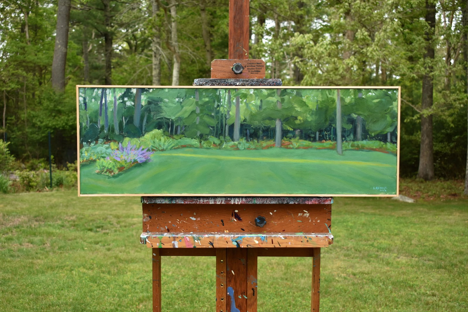 Contemporary Acrylic Plein Air Painting, Backyard in Summer, by Stephen Remick, Framed - 2
