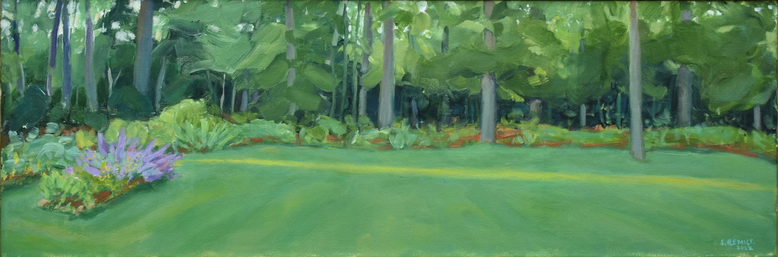 Contemporary Acrylic Plein Air Painting, Backyard in Summer, by Stephen Remick, Framed - 3