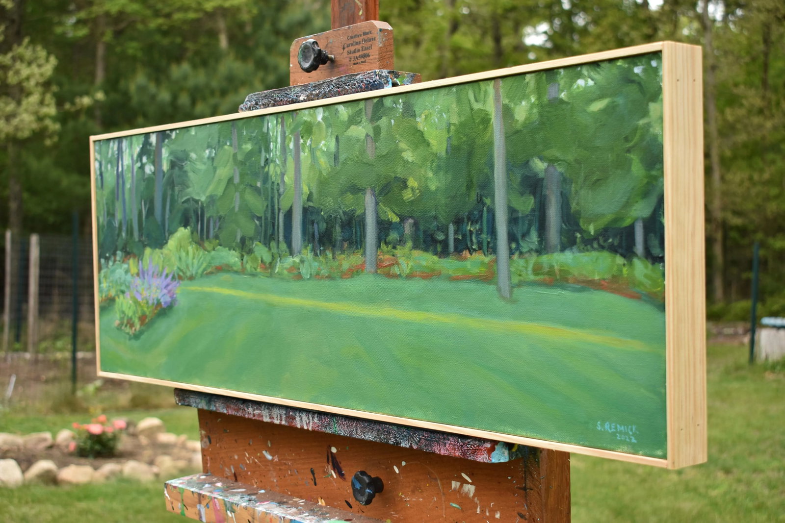 Contemporary Acrylic Plein Air Painting, Backyard in Summer, by Stephen Remick, Framed - 7