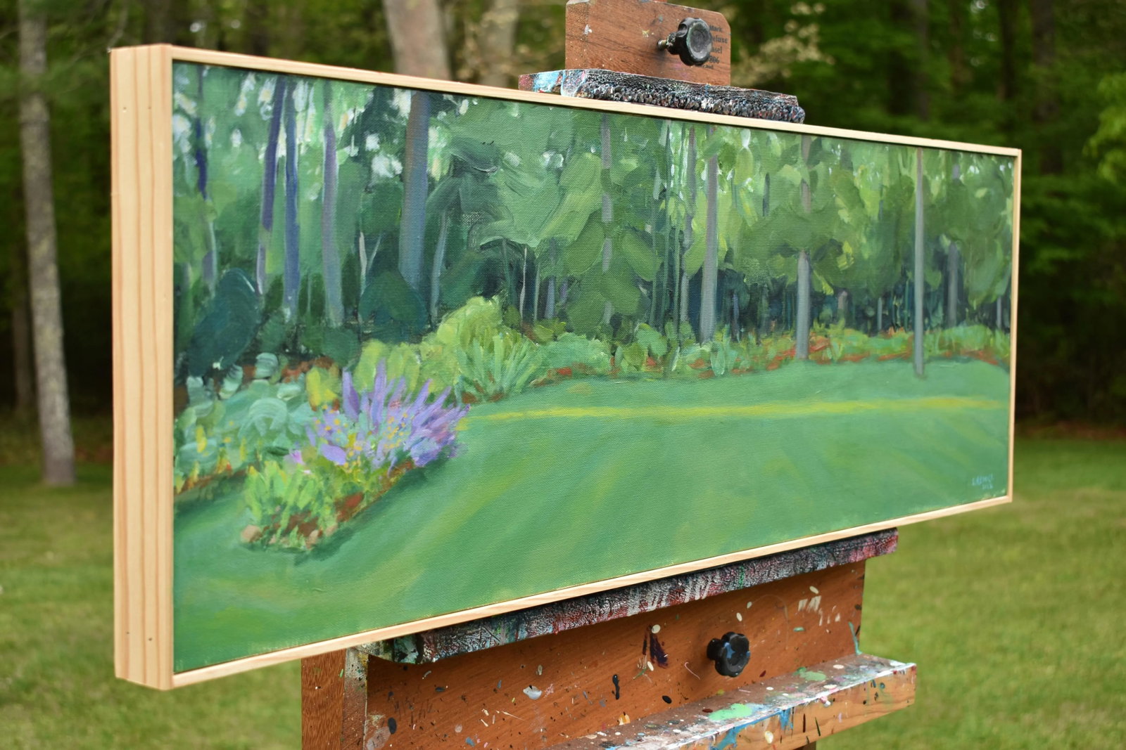 Contemporary Acrylic Plein Air Painting, Backyard in Summer, by Stephen Remick, Framed - 8