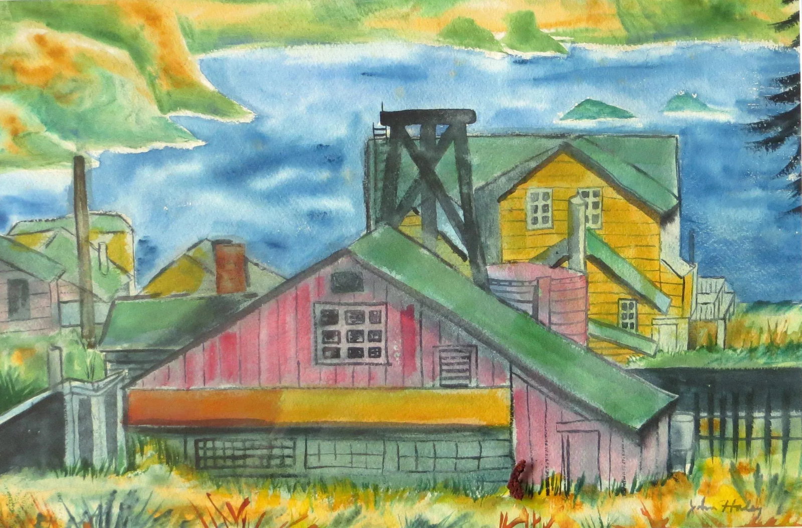 Early Modern California Watercolor Painting, Attributed to John Haley - 4