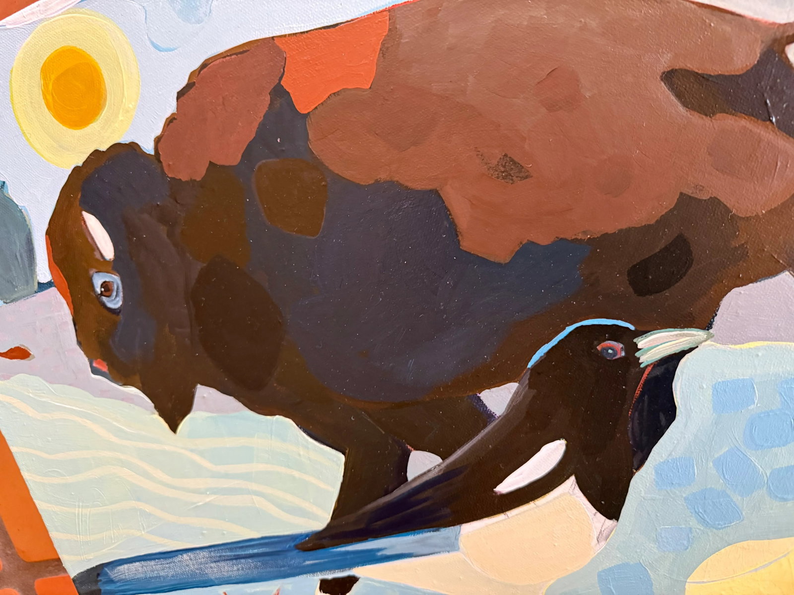 Bison Scape a Landscape With Bison and Birds by LWren Walraven - 6