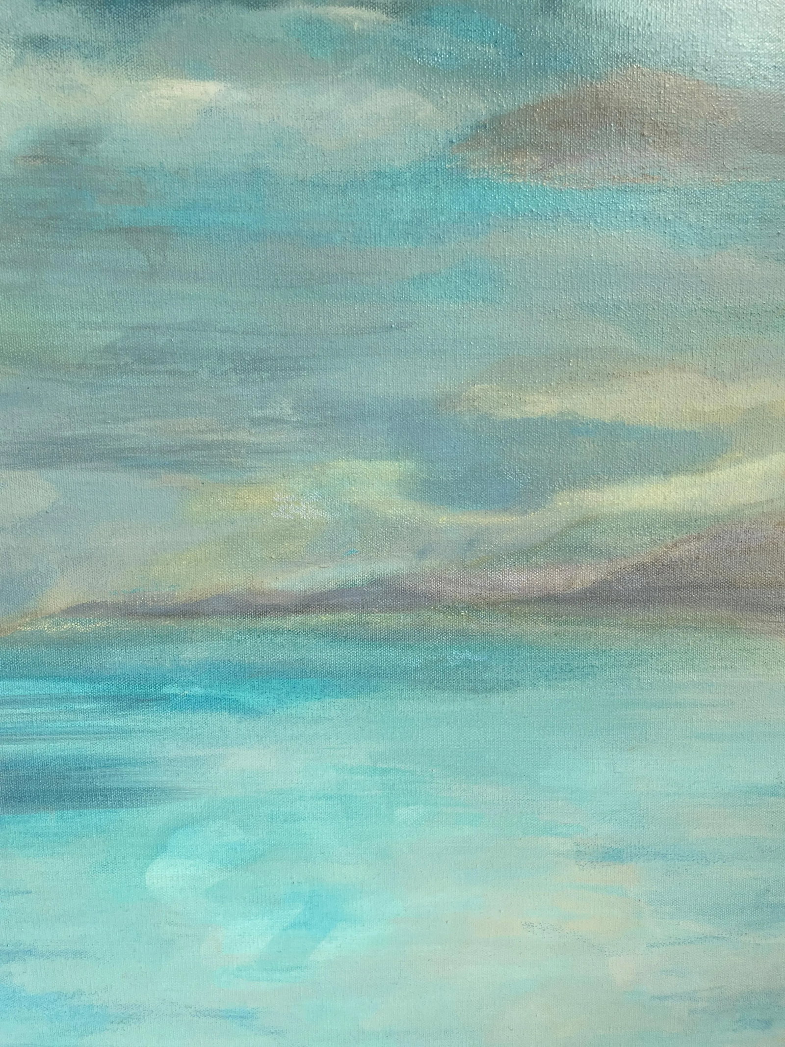 Coastal Contemporary Dreamscape - Large Abstract Seascape Painting in Cerulean Blue & Aqua Tones for - 10