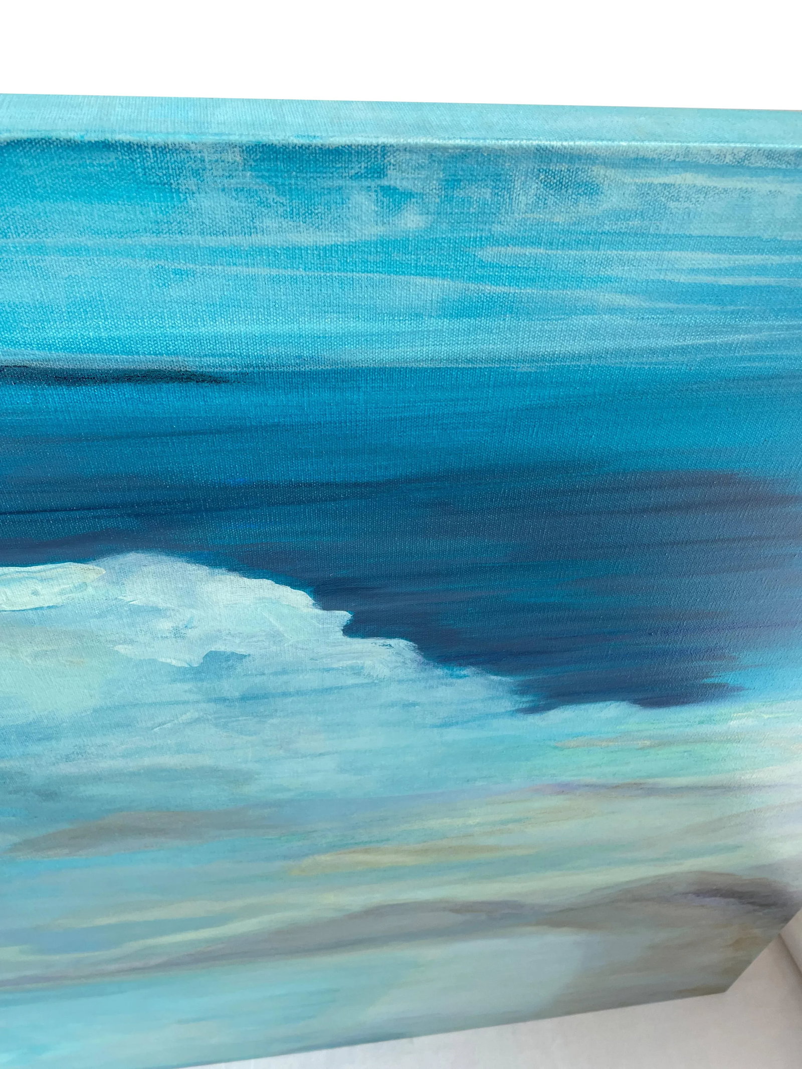 Coastal Contemporary Dreamscape - Large Abstract Seascape Painting in Cerulean Blue & Aqua Tones for - 12