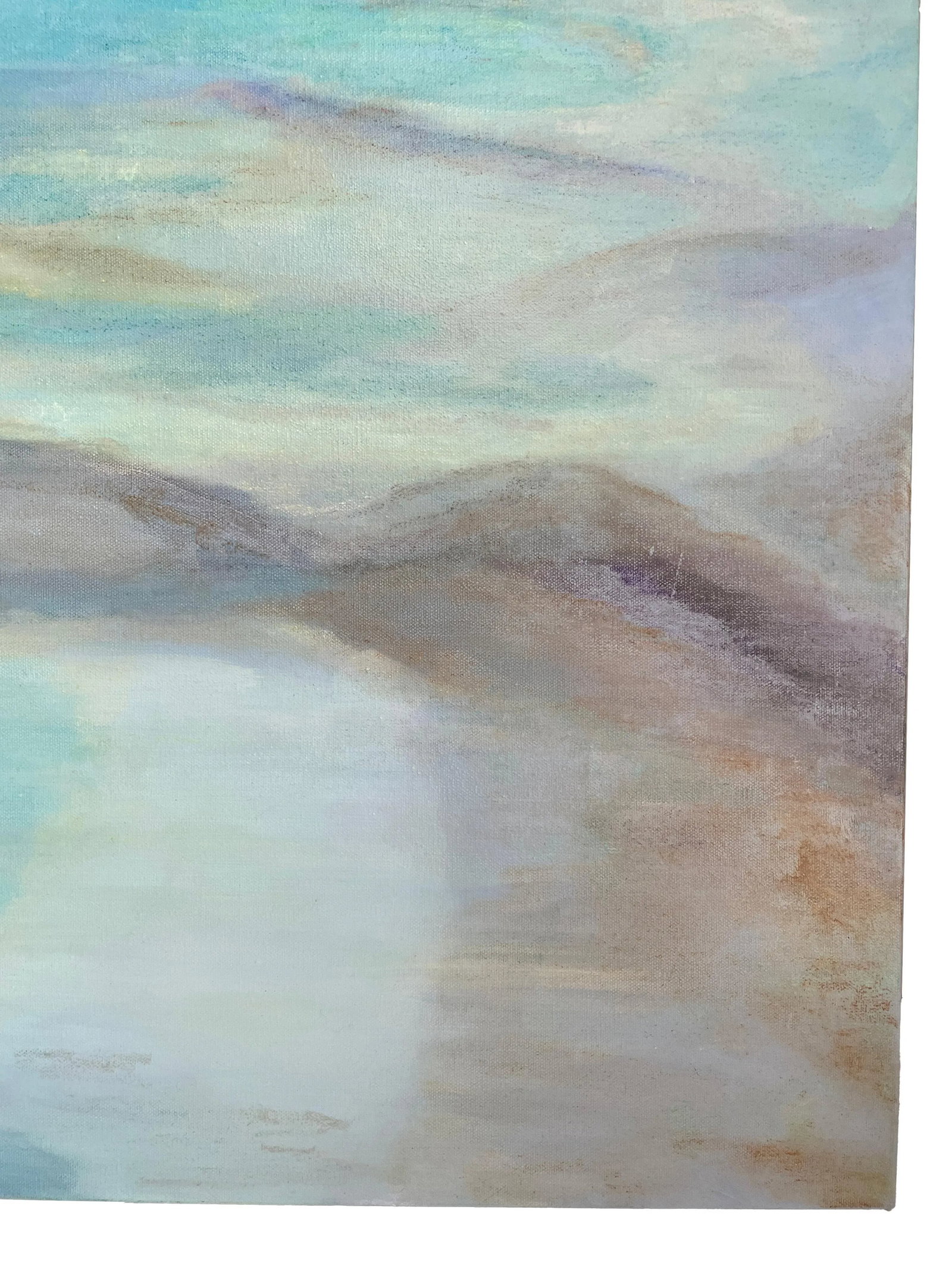 Coastal Contemporary Dreamscape - Large Abstract Seascape Painting in Cerulean Blue & Aqua Tones for - 9