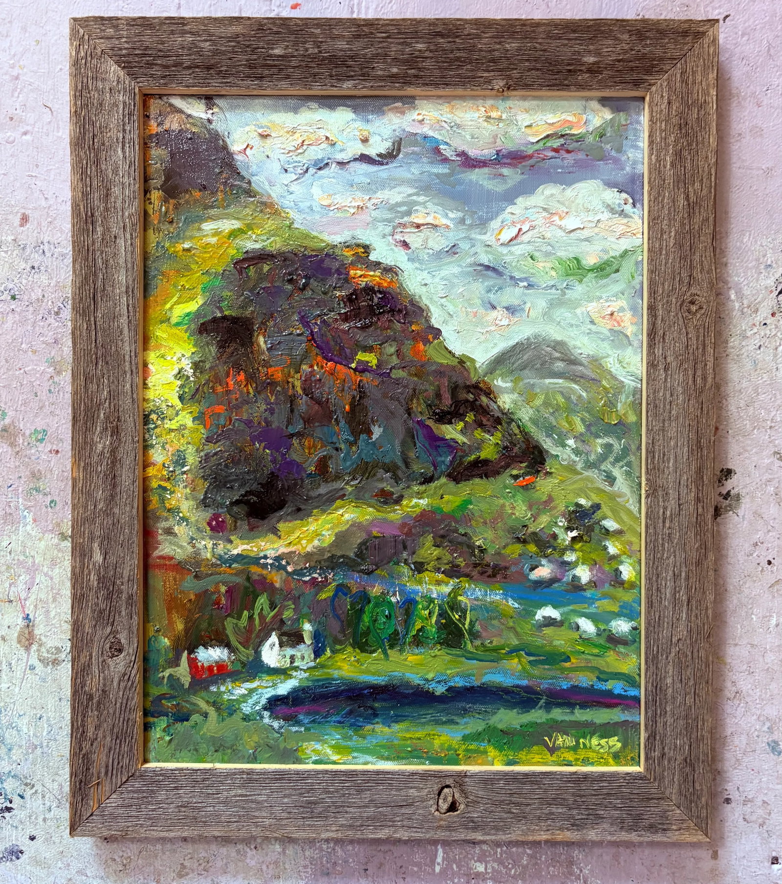 Outlander Scottish Home on the Hill, Original Oil Painting, by Van Ness - 10