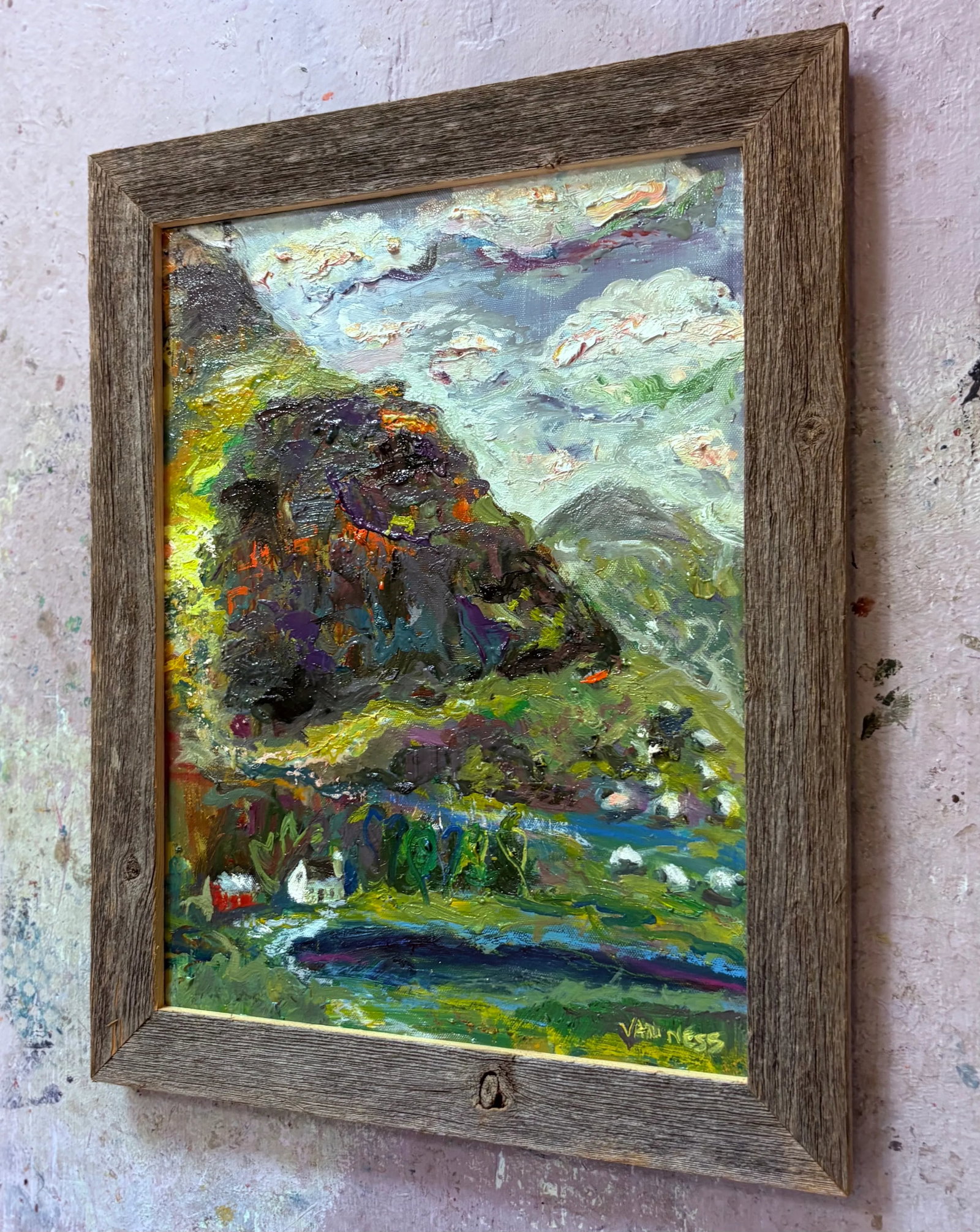 Outlander Scottish Home on the Hill, Original Oil Painting, by Van Ness - 2