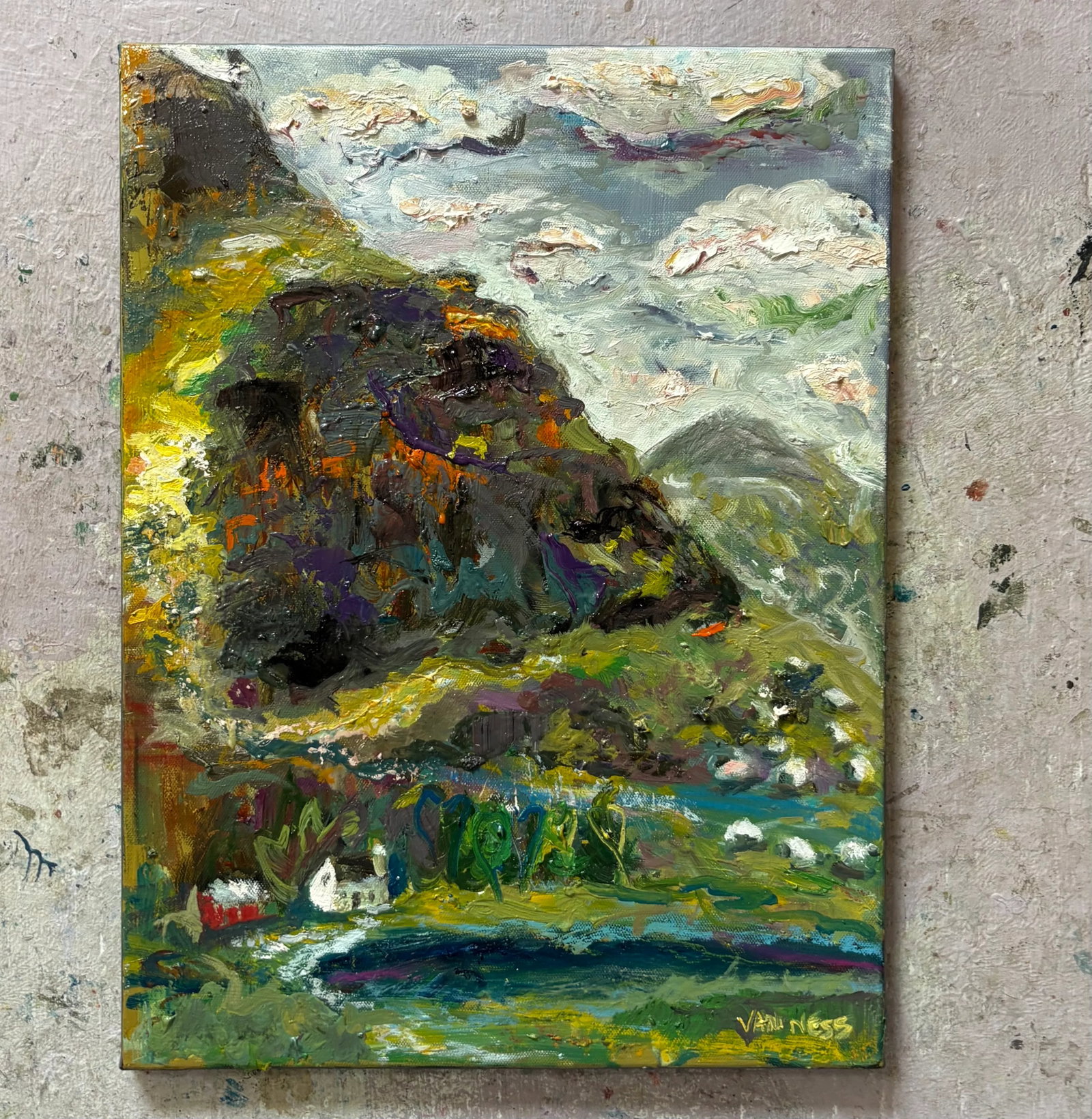 Outlander Scottish Home on the Hill, Original Oil Painting, by Van Ness - 5