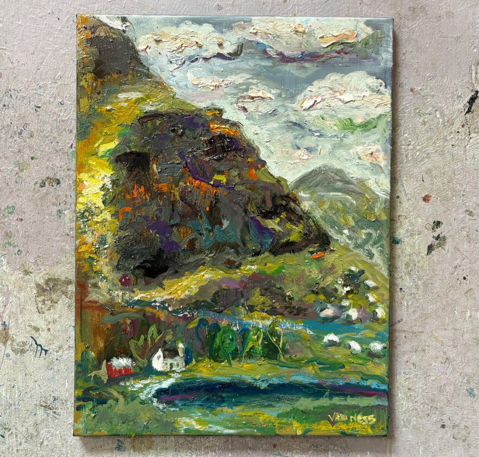 Outlander Scottish Home on the Hill, Original Oil Painting, by Van Ness - 6