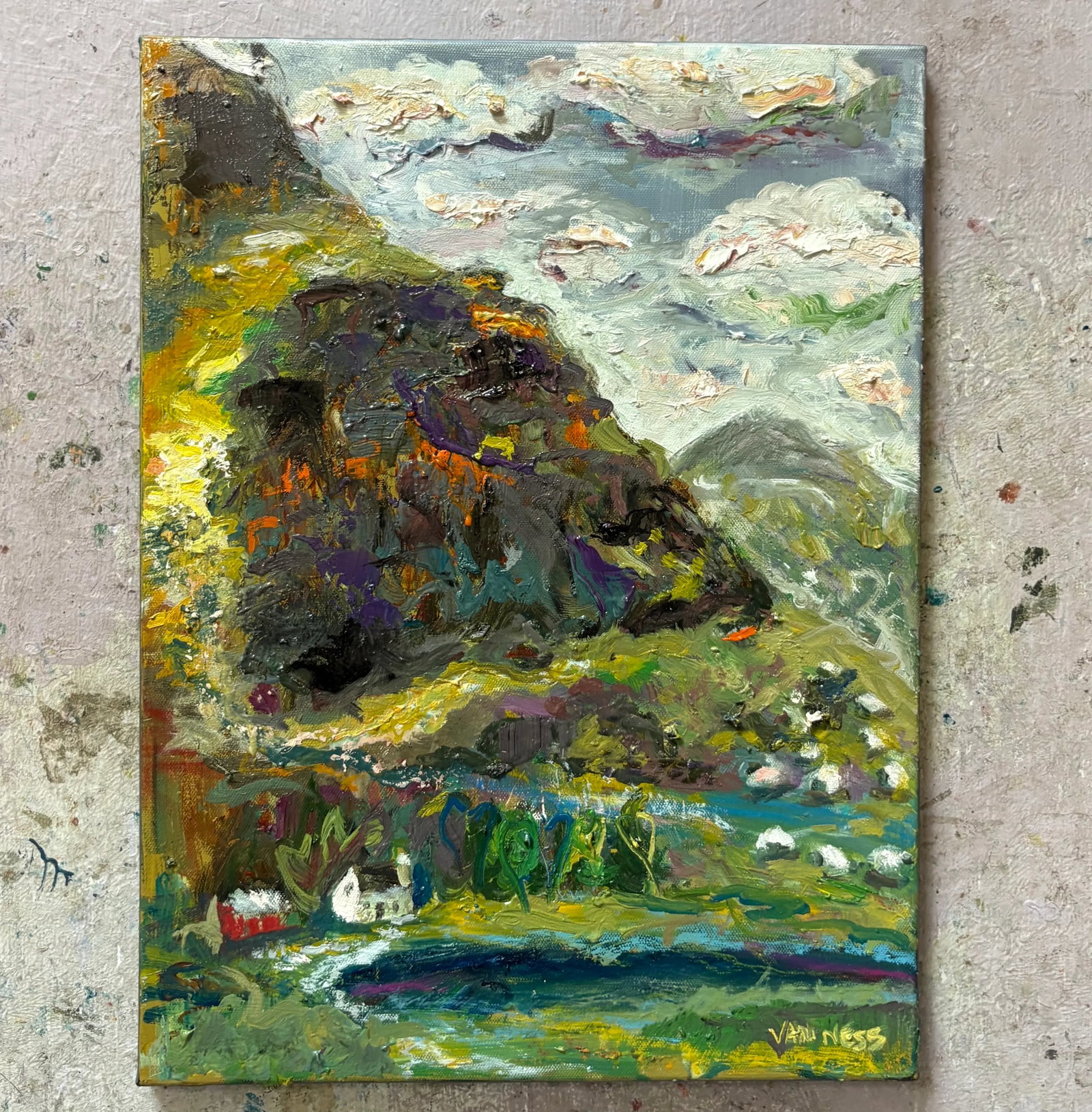 Outlander Scottish Home on the Hill, Original Oil Painting, by Van Ness - 7