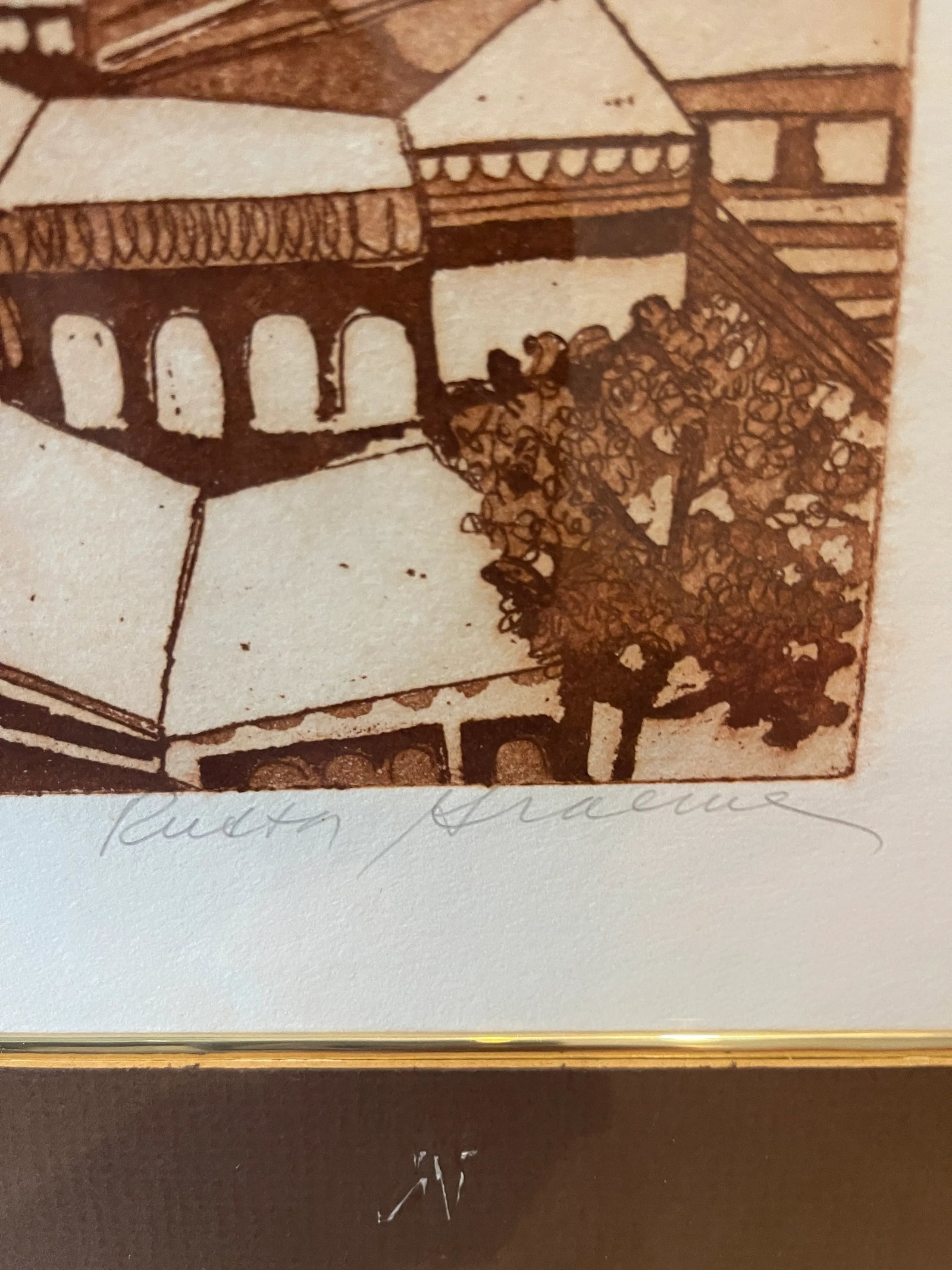 1970s Original Russa Graeme Signed #1 Edition Etching Framed Signed - 6
