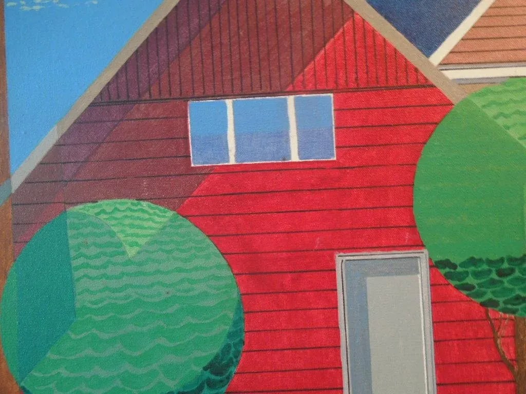 1983 Signed Precissionist Oil on Canvas Harbor Scene, Framed - 2