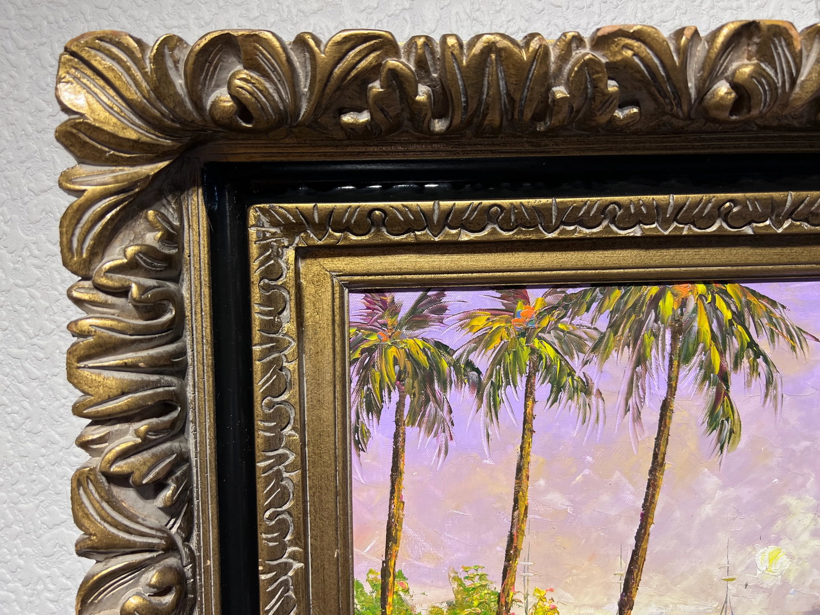 Original Signed Oil Painting on Canvas Seascape, Lighthouse, Harbor View, Framed - 3