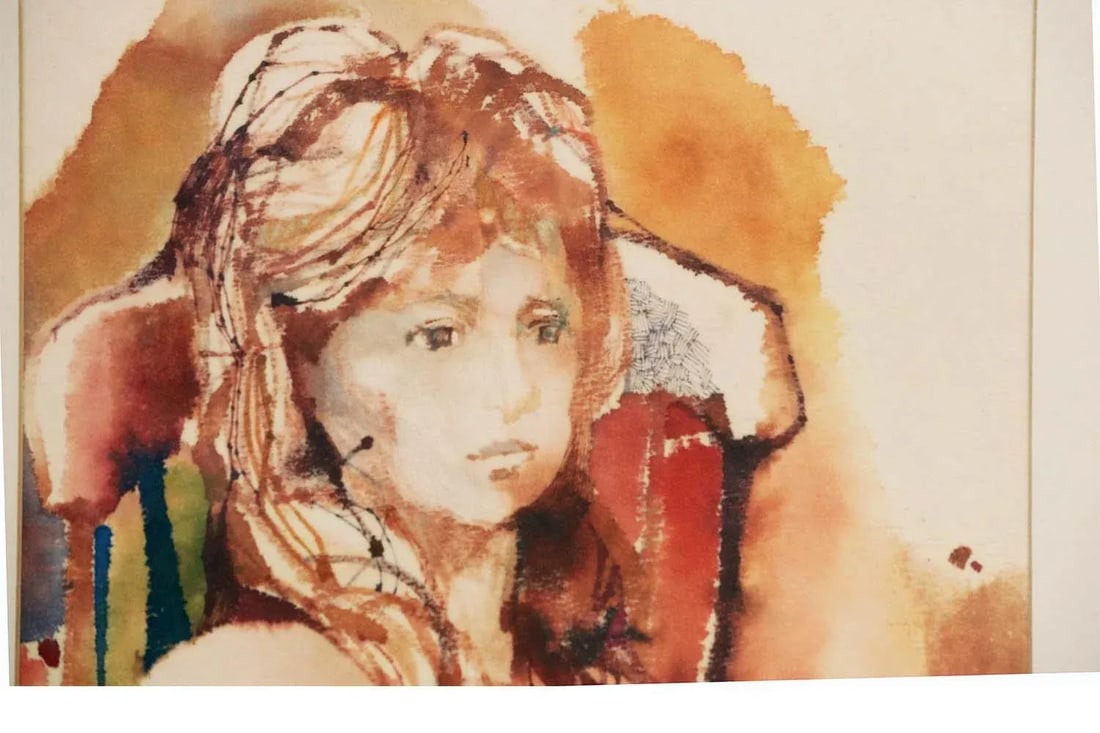 Myra Sides Copus Original Watercolor Painting Portrait of a Girl - 2
