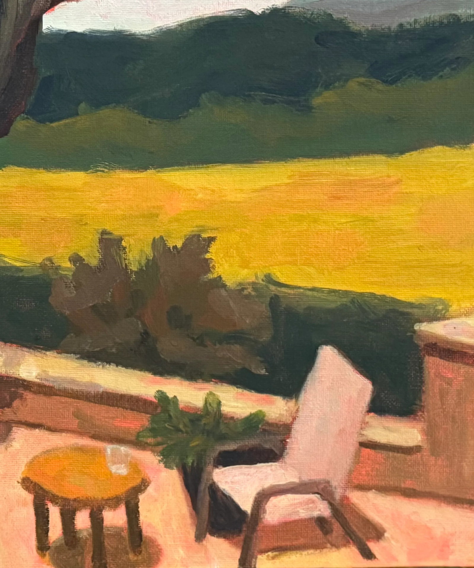 Patio at Bend House, Ft. Lewis, Bath County Va Contemporary Landscape Oil Painting by Teresa DiMar - 2