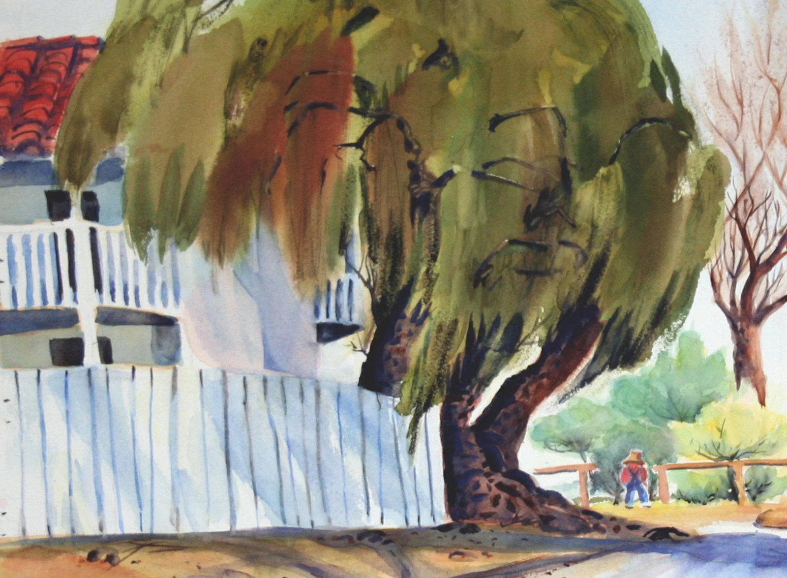1970s "Gold Rush Town Columbia, California" Landscape Drawing by L. Heebner - 2