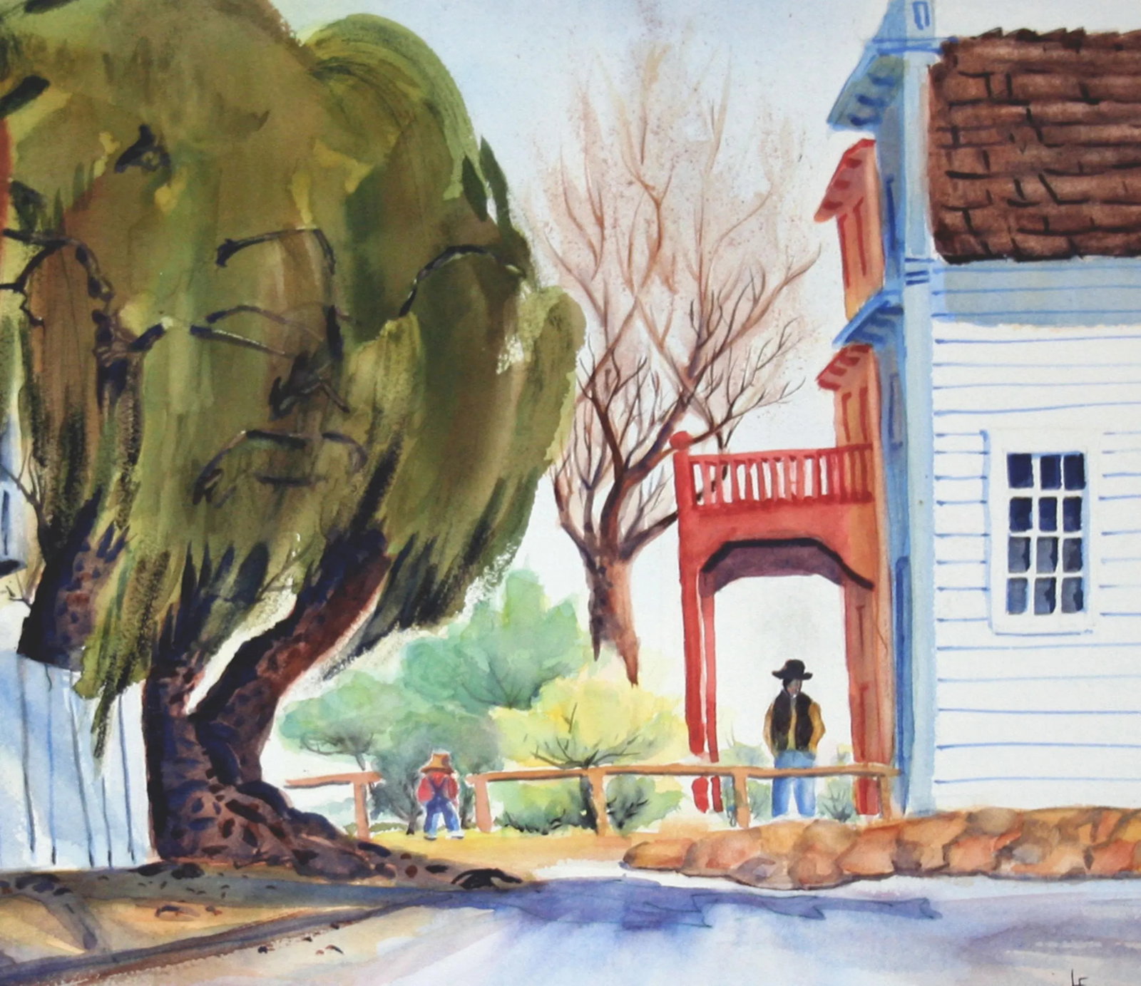 1970s "Gold Rush Town Columbia, California" Landscape Drawing by L. Heebner - 3