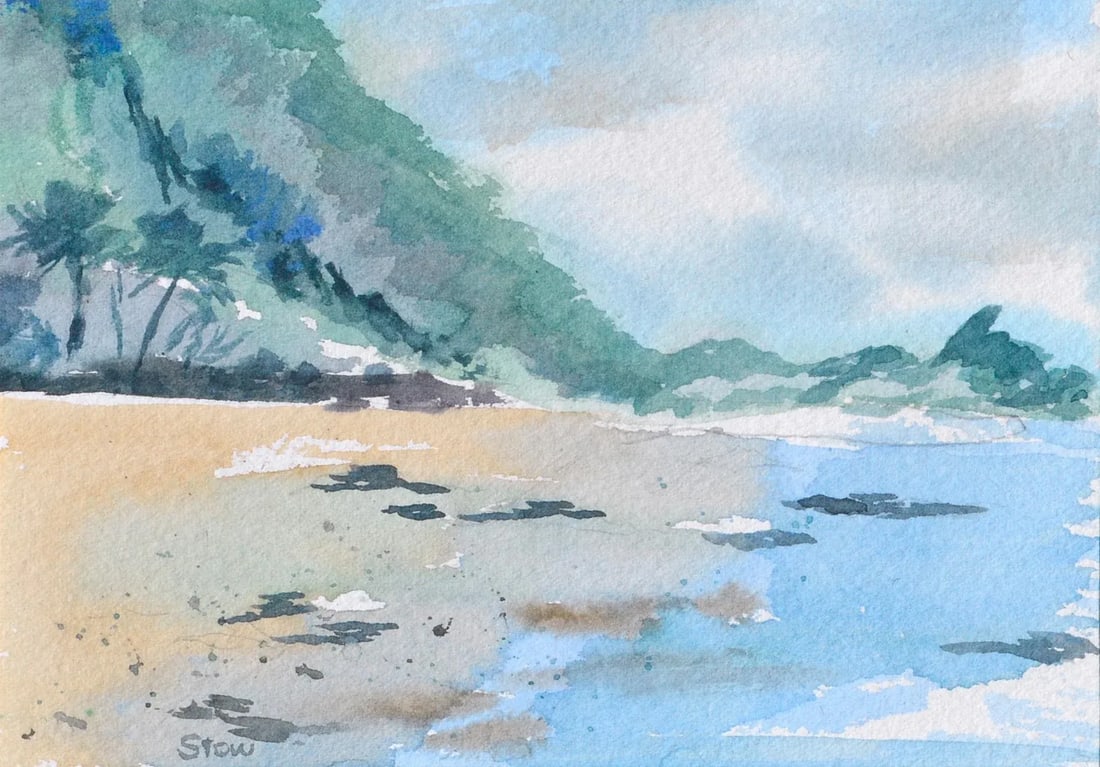 Maryann Stow Florida Coast Watercolor Landscape circa 1980 - 2