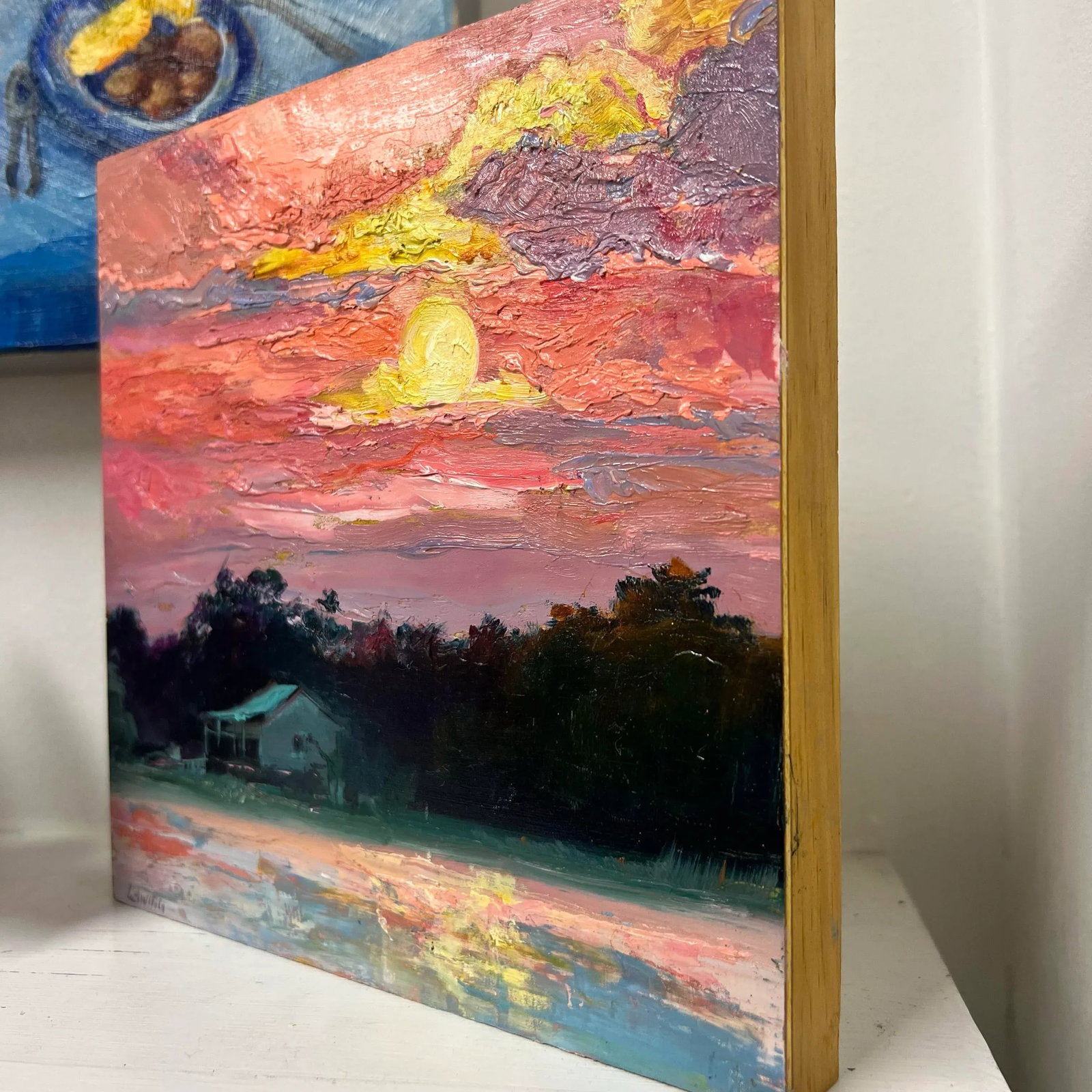 Village Creek Sunset, Original Oil Painting by Julia Lawing - 3