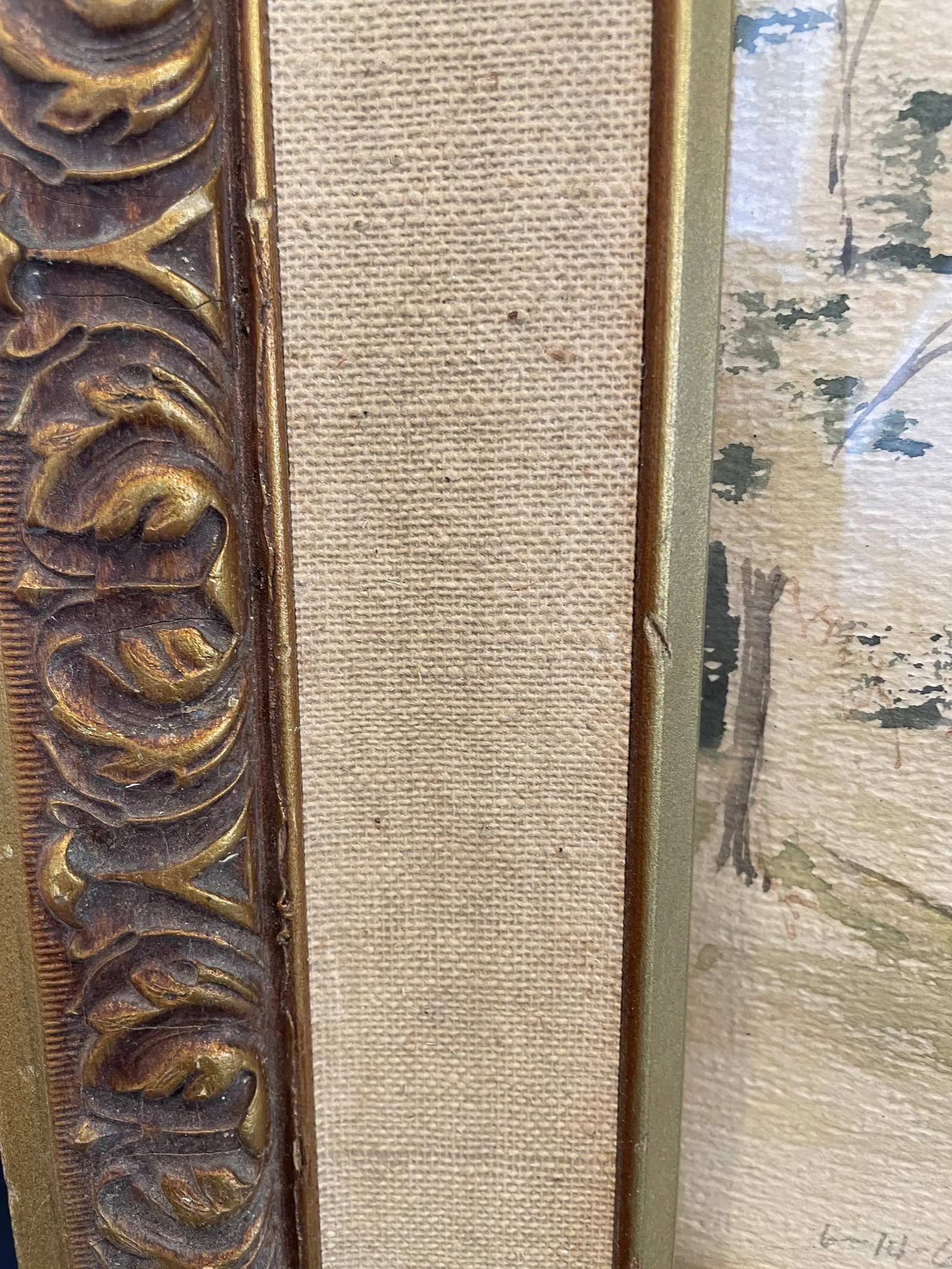 Vintage Watercolor Painting - Bucks County Impressionist Landscape in Antique Frame, 1961 - 3