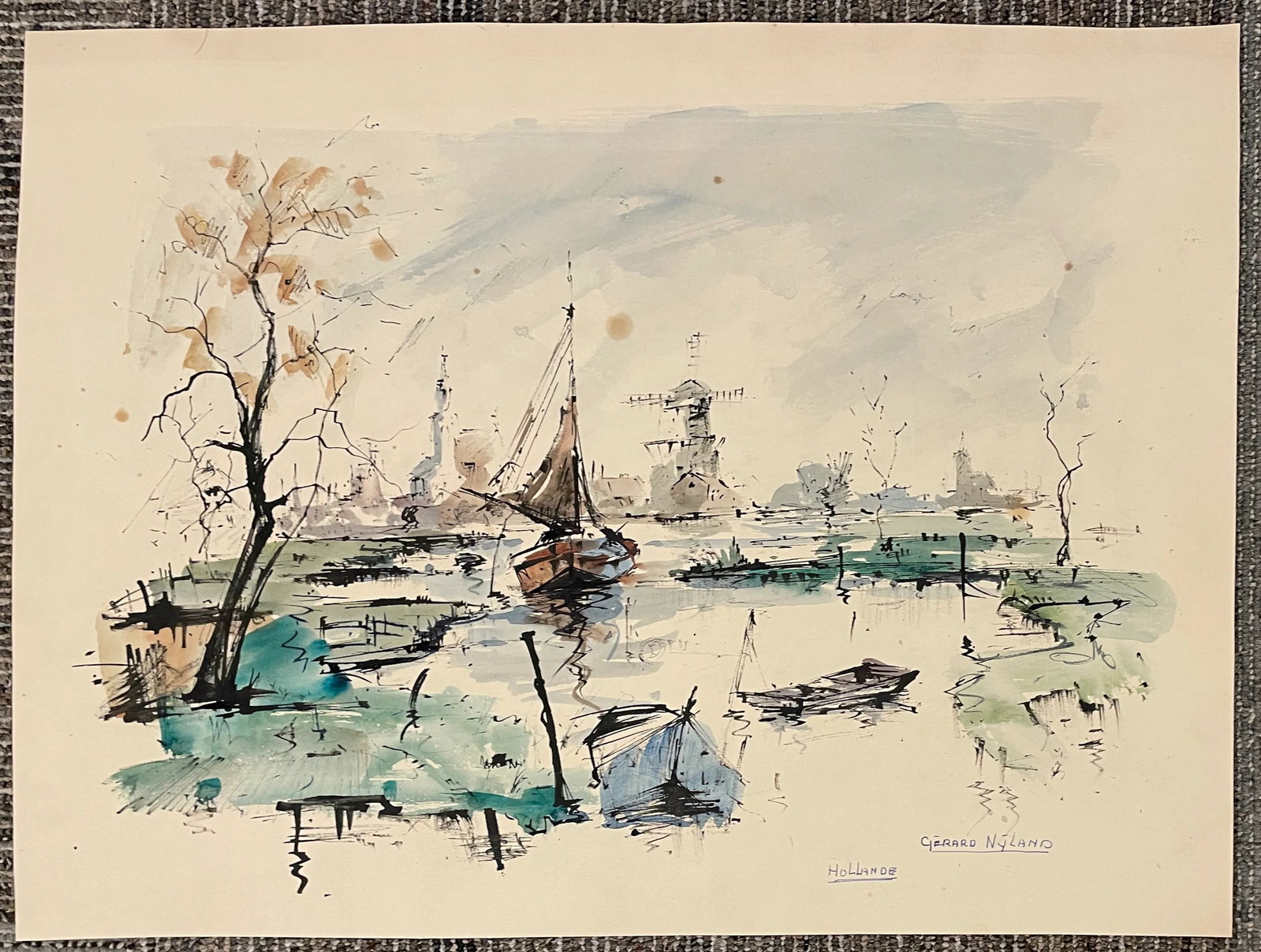 1950s Gerard Nyland Holland Watercolor - 3