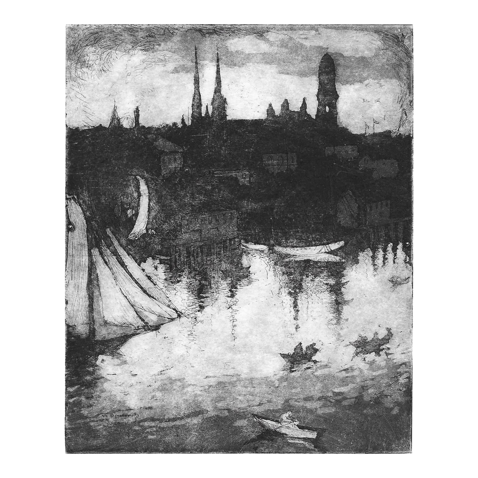 William Meyerowitz Gloucester Sunset Etching (1 of 2)