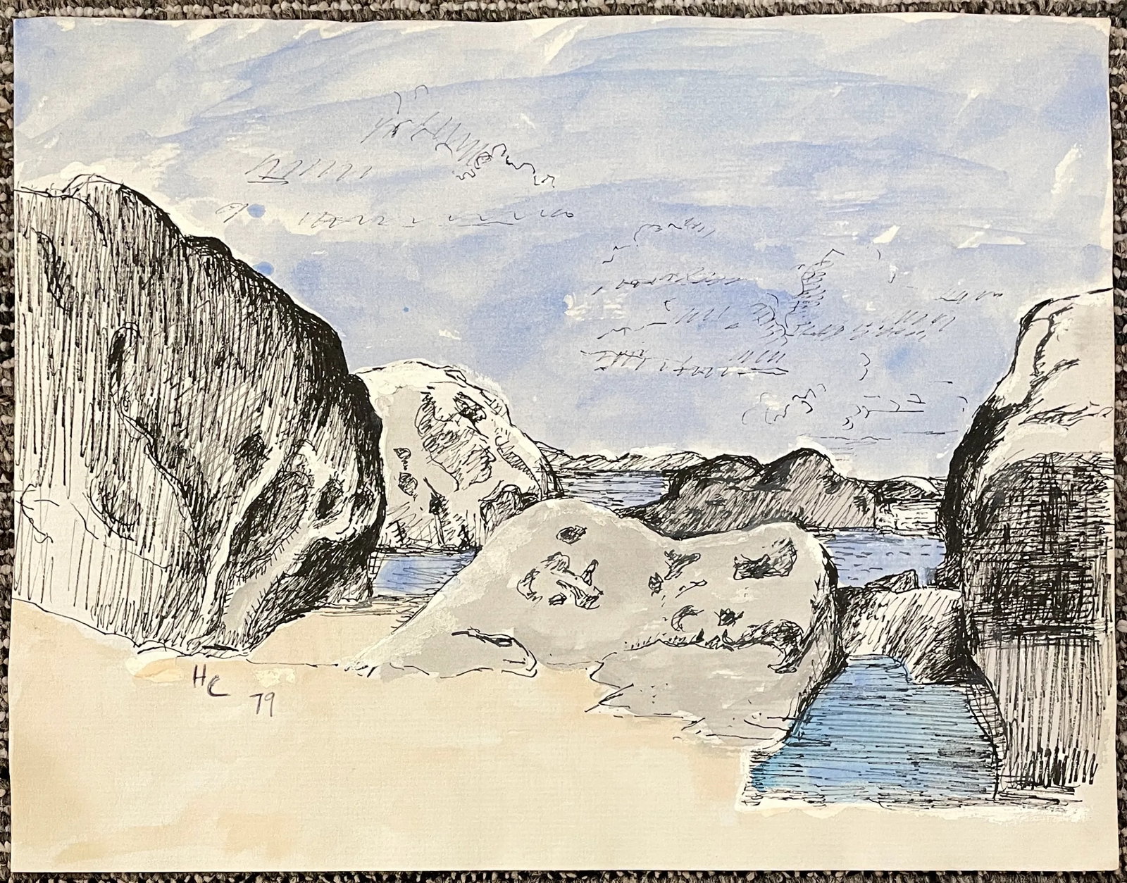 1979 Hayward Ciker Caribbean Beach Watercolor - 2