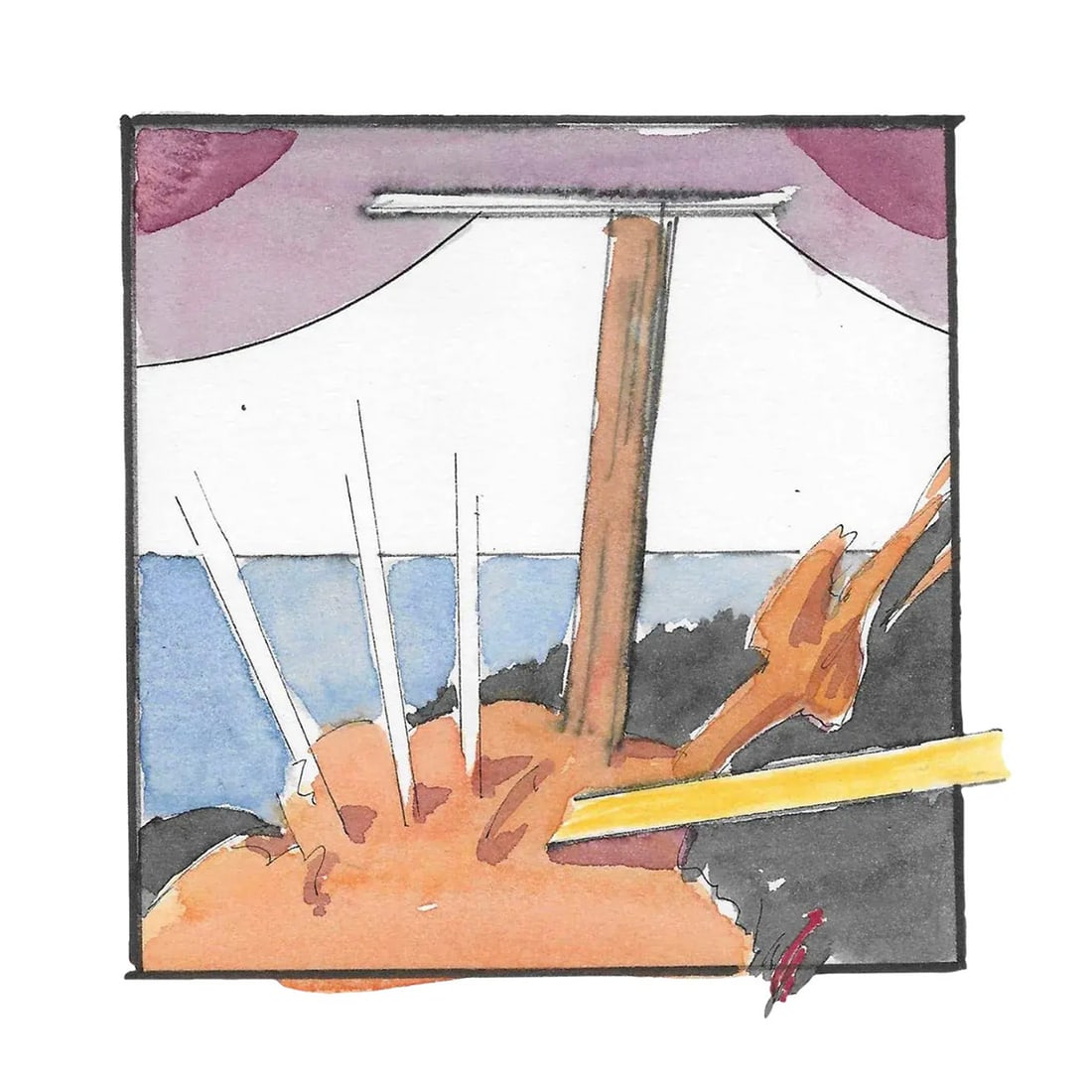 1991 Charles Dudley Modern Landscape: From New York painter Charles Dudley's 1991 sketchbook. Signed and dated on back. Combined shipping available, please inquire. Shipping times are significantly shorter than Chairish estimates. Conditi