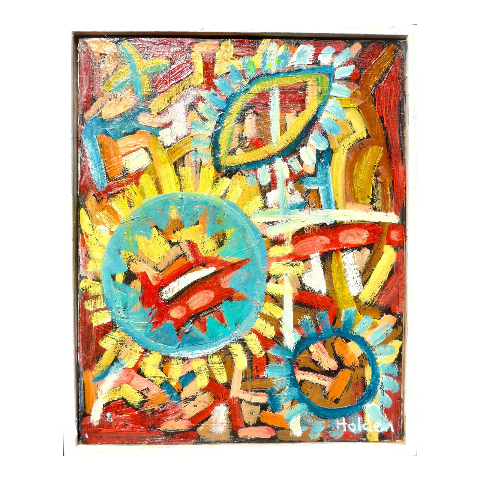 New Mexico Oil Painting in Frame: FREE Shipping: Colorfield oil on panel painting of colors of the southwest. Artist Martha Holden has a long history of art sales in France as well as numerous film and television programs. She has ach