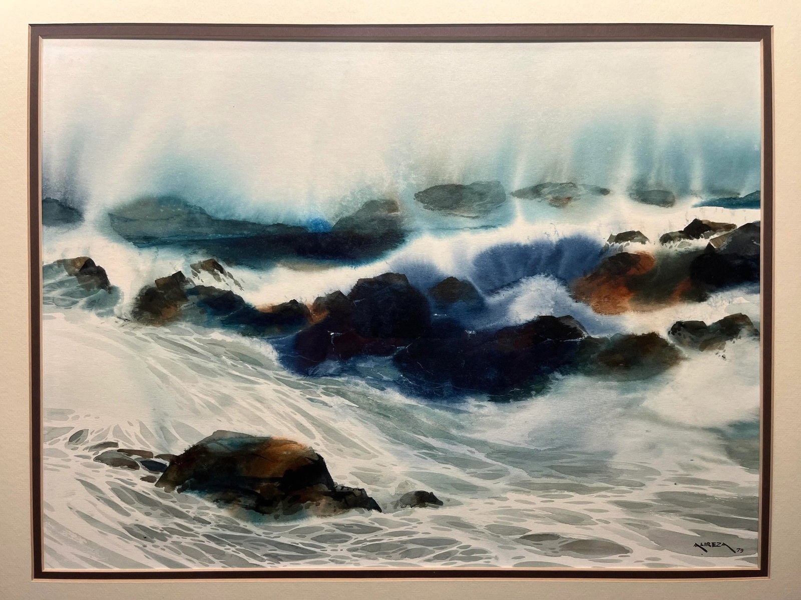 1979 Watercolor Painting by Listed Iranian Artist Alireza Aka Ali Golkar Signed - 2