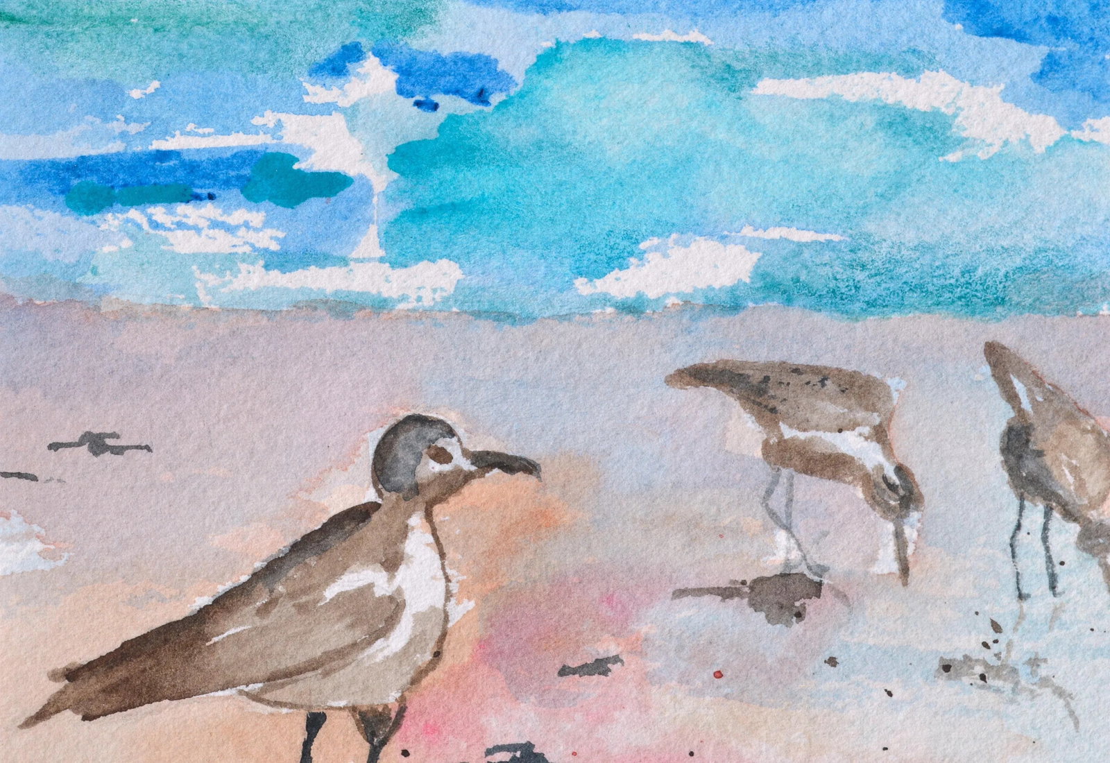 Maryann Stow Florida Seabirds Watercolor Landscape circa 1980 - 3