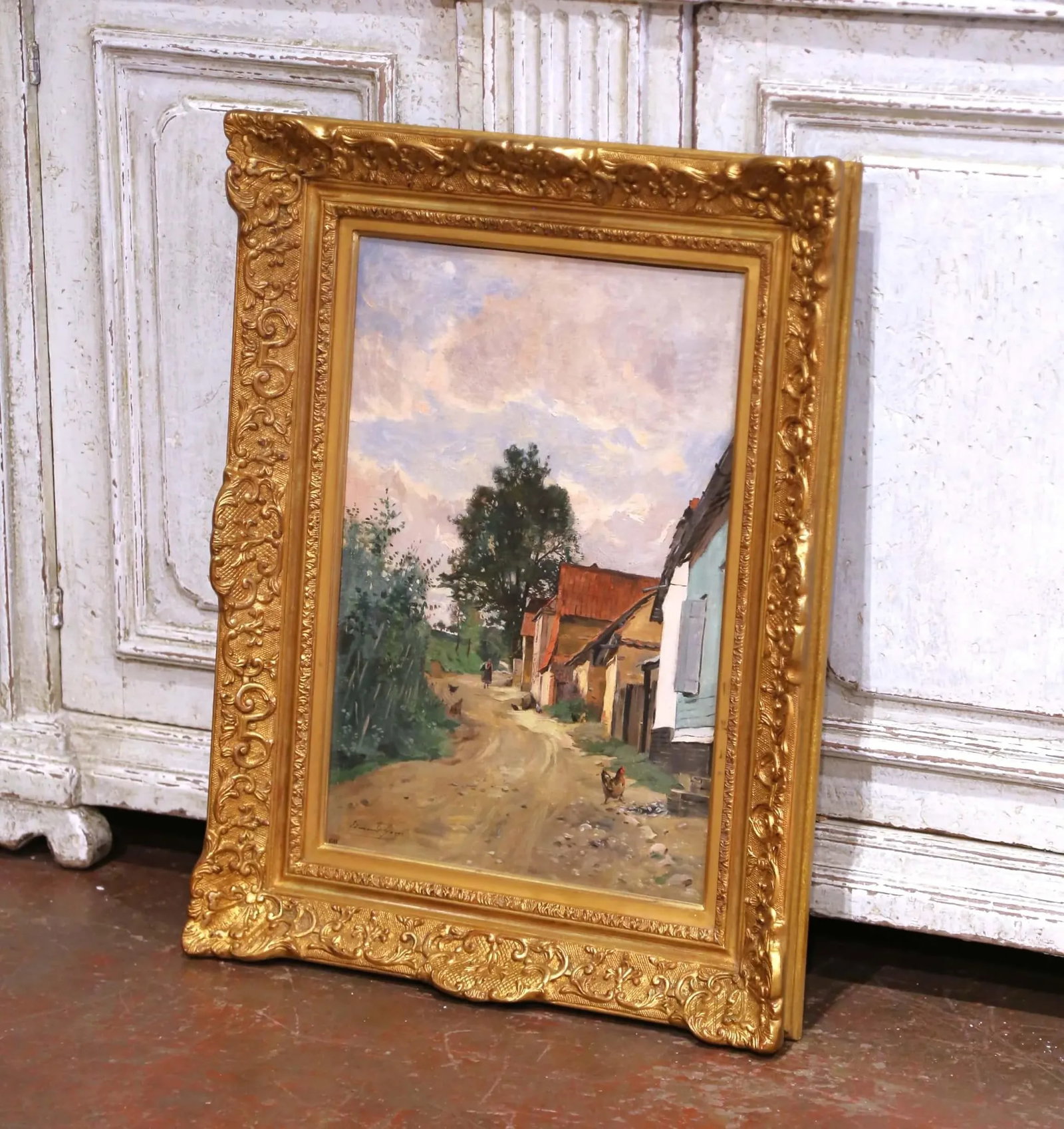 19th Century Oil on Canvas Painting "Paysanne Sur Un Chemin" Signed Edmond Yon - 2
