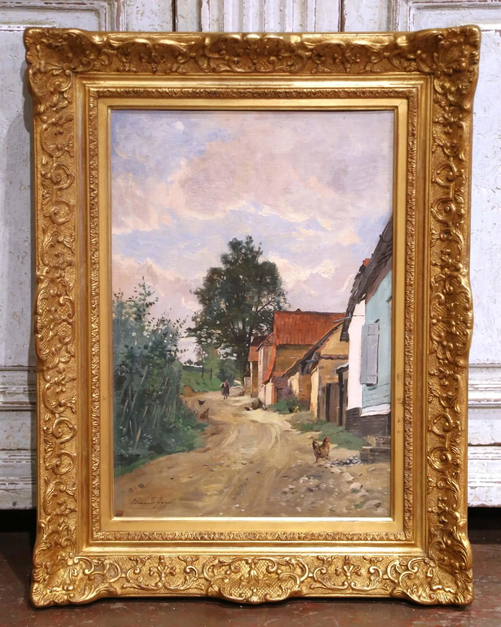 19th Century Oil on Canvas Painting "Paysanne Sur Un Chemin" Signed Edmond Yon - 6