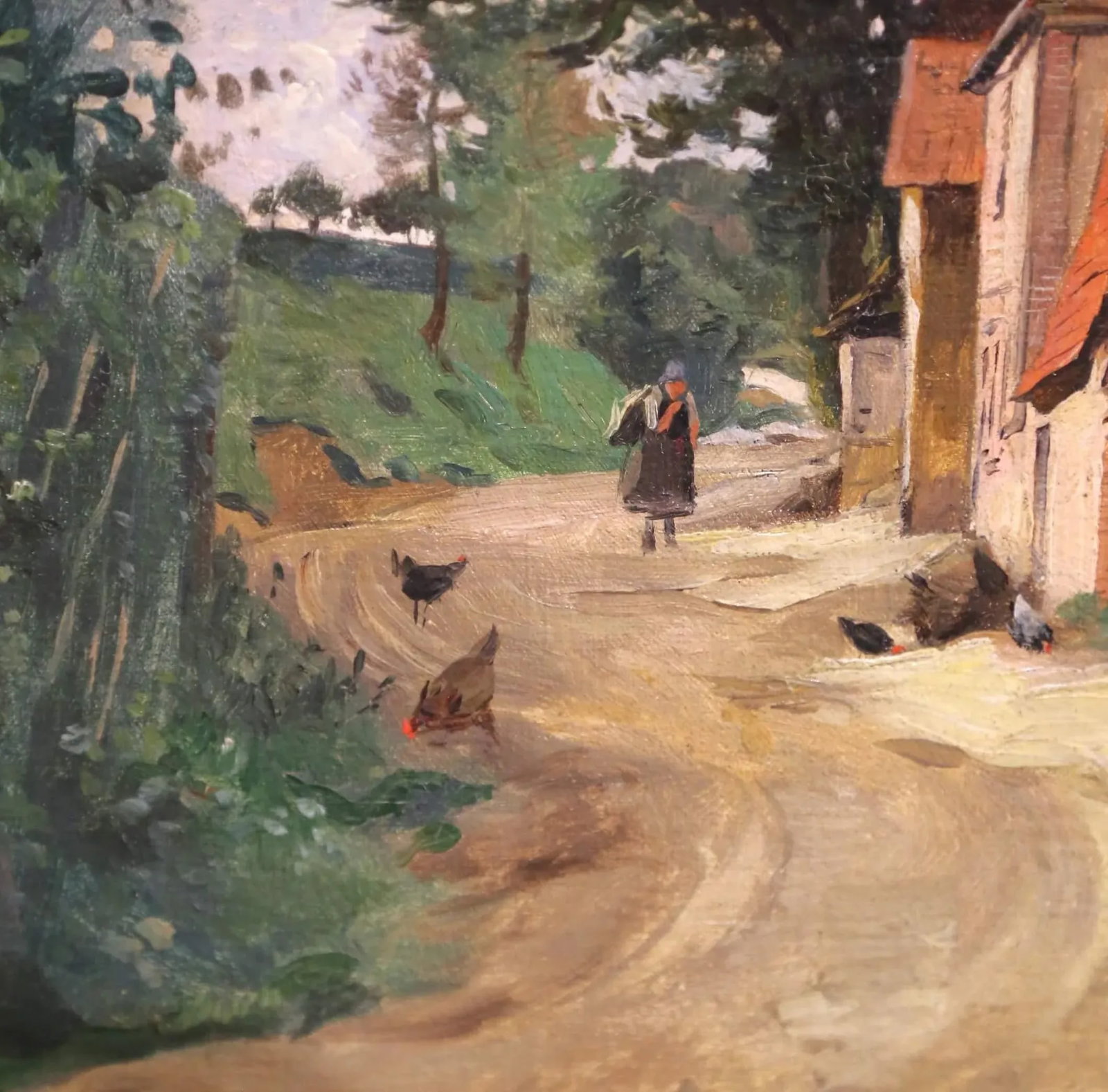 19th Century Oil on Canvas Painting "Paysanne Sur Un Chemin" Signed Edmond Yon - 9