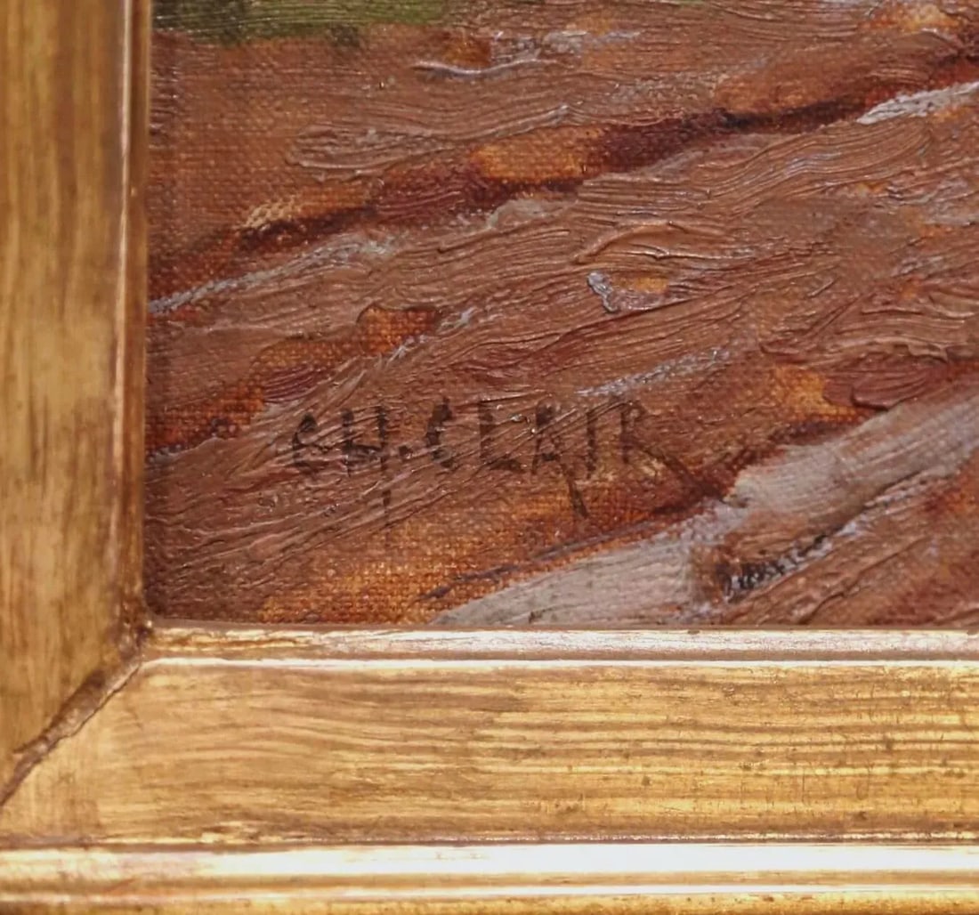19th Century French Sheep Painting in Carved Gilt Frame Signed Charles Clair - 3