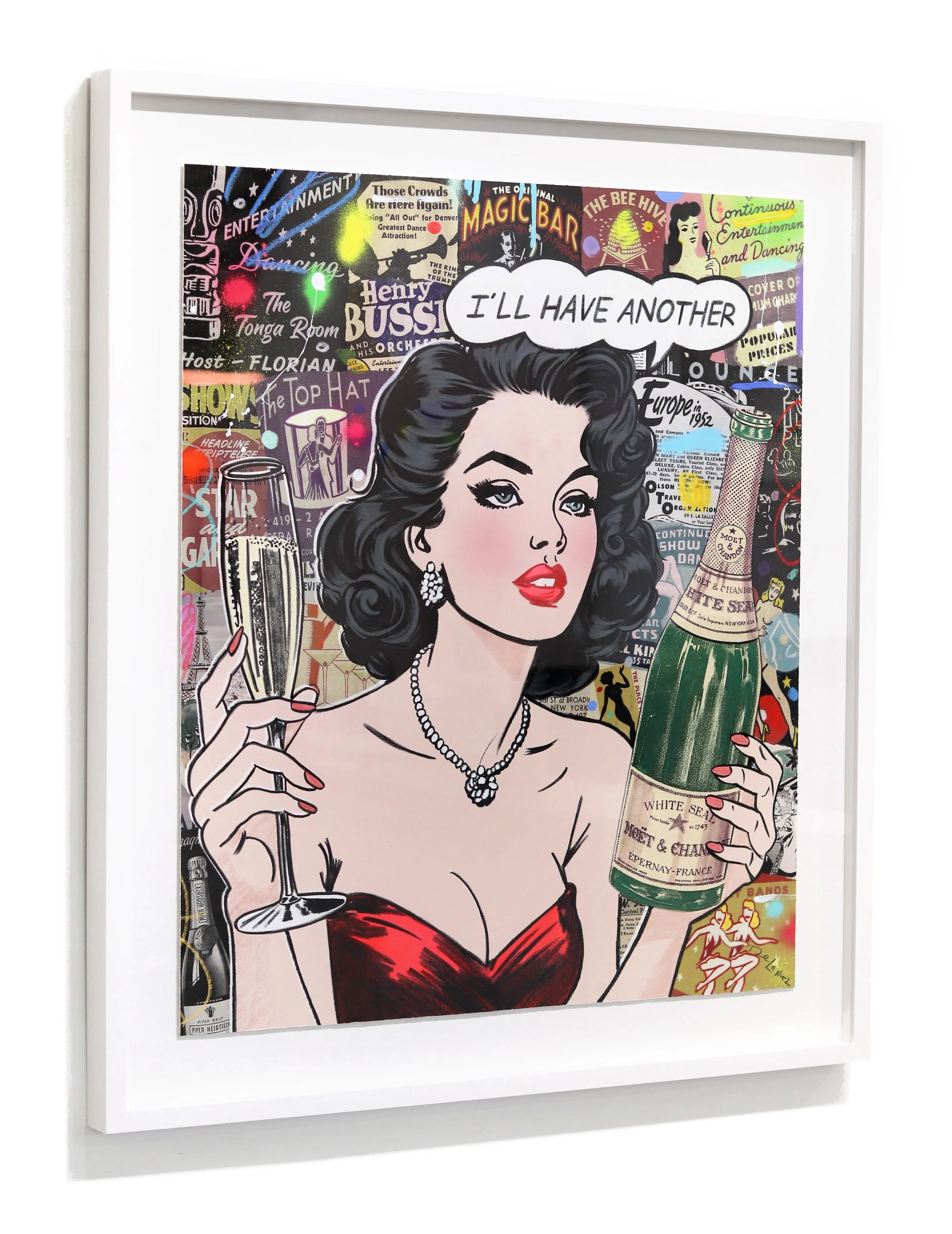 Just One More - Framed Figurative Woman Portrait Pop Painting Original Artwork by Nelson De La Nuez - 6