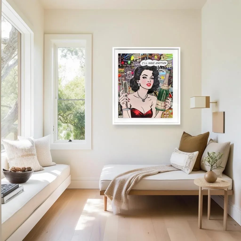 Just One More - Framed Figurative Woman Portrait Pop Painting Original Artwork by Nelson De La Nuez - 7
