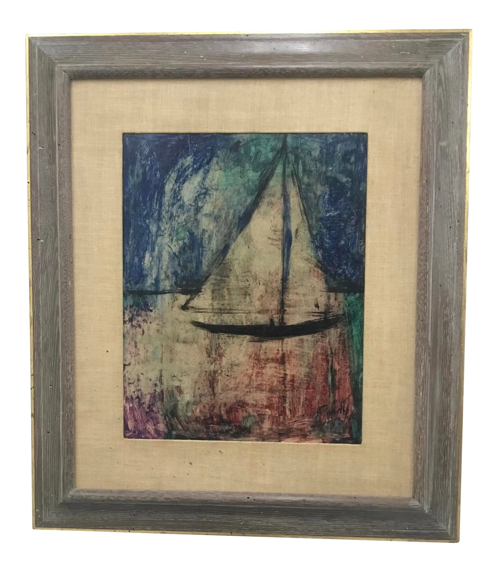 Midcentury Modernist Oil Sea Scape by Donald Purdy: Donald Purdy ( 1924-2016) was a well-known art dealer from Newton, Connecticut. A self-taught painter, Purdy is often seen as a "colorist" often working in bold colors, surprising since he suffered fr