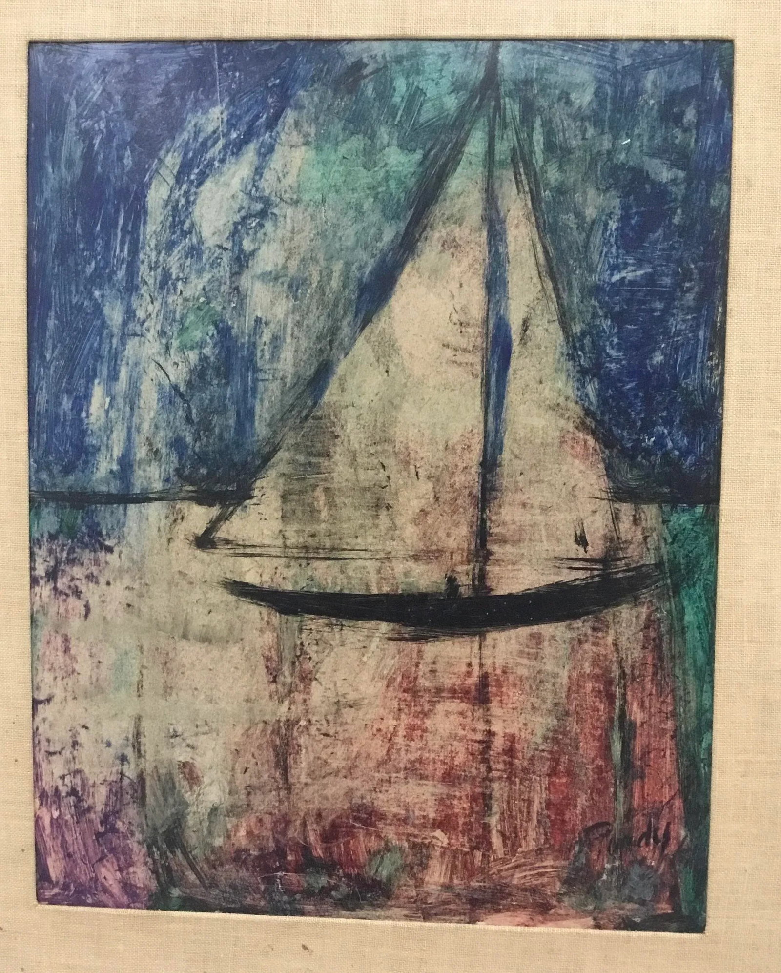 Midcentury Modernist Oil Sea Scape by Donald Purdy - 2