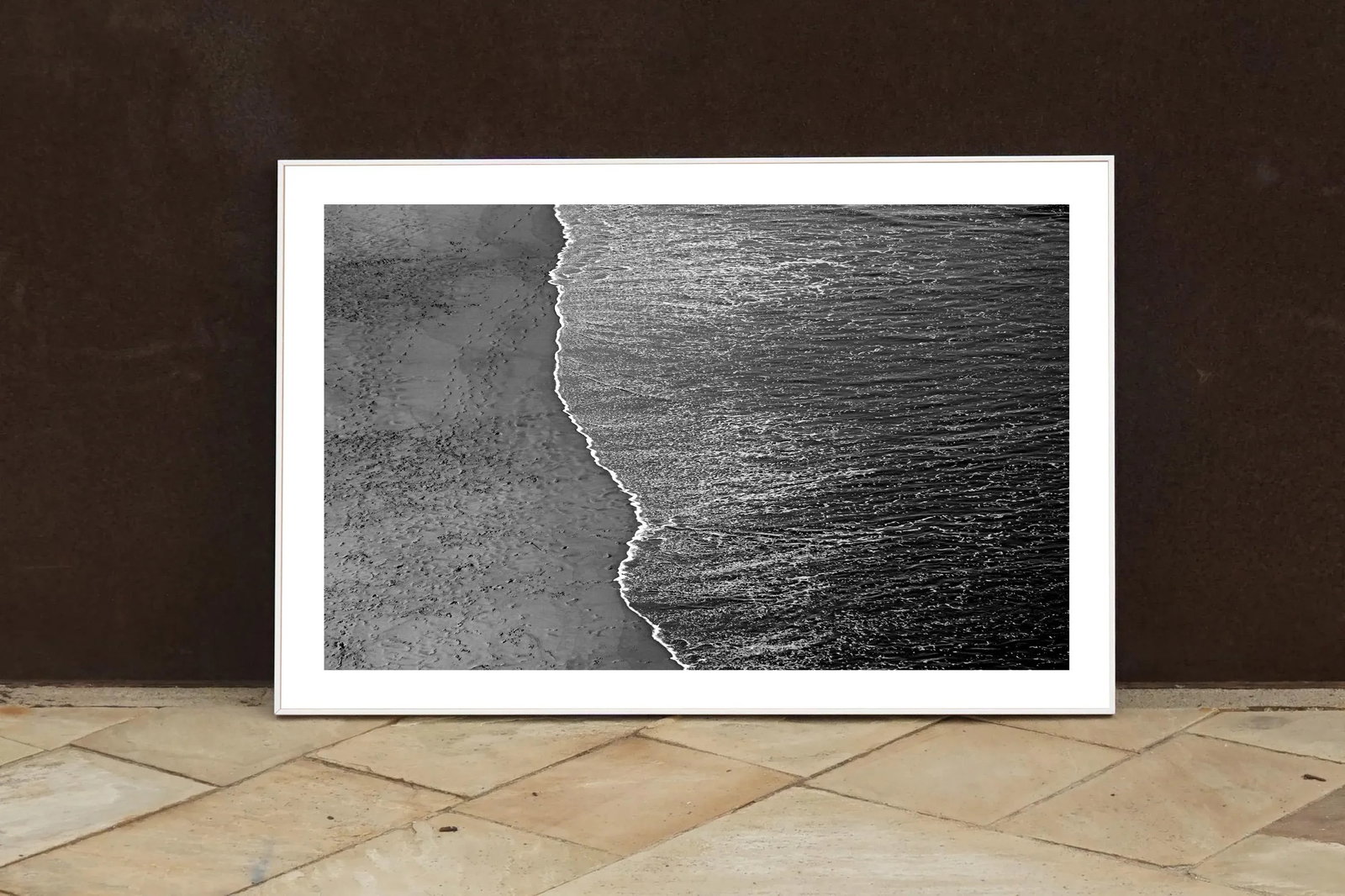 2021 "Calm Costa Rica Shore" Contemporary Minimalist Black and White Seascape Print - 2
