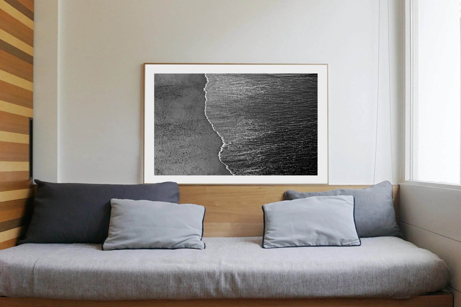 2021 "Calm Costa Rica Shore" Contemporary Minimalist Black and White Seascape Print - 4