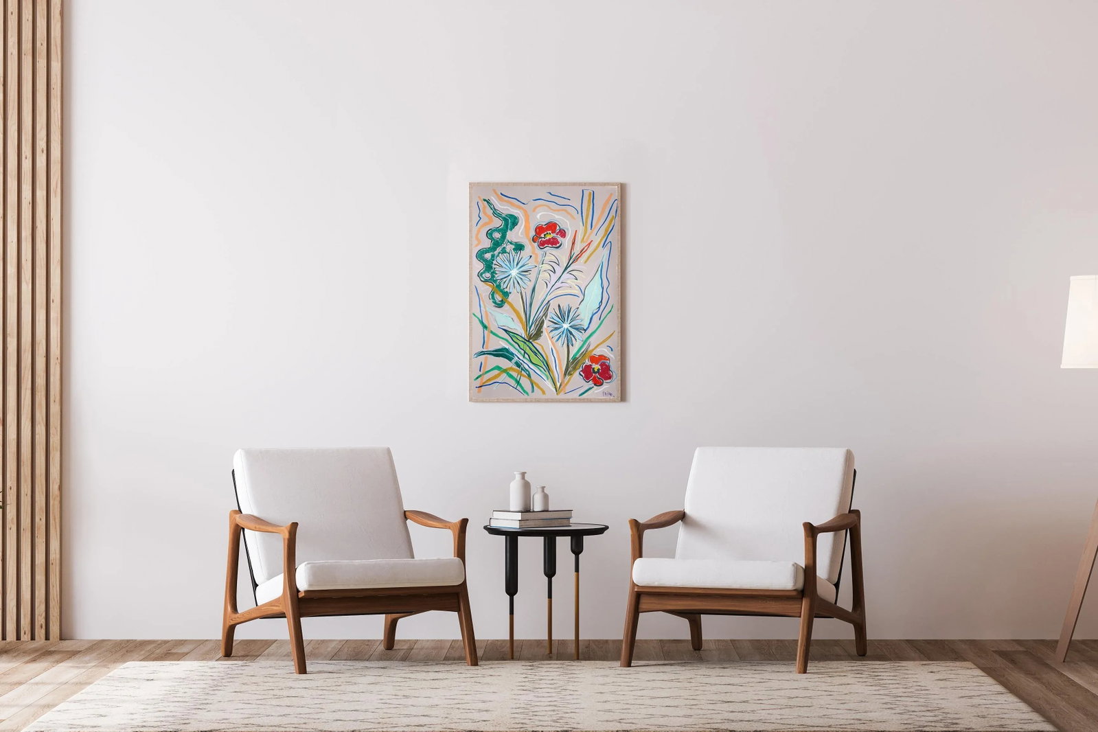 2025, Expressionist vs Figurative Flora of Country Wildflowers, Acrylic Paint and Wax Crayon on Wate - 2