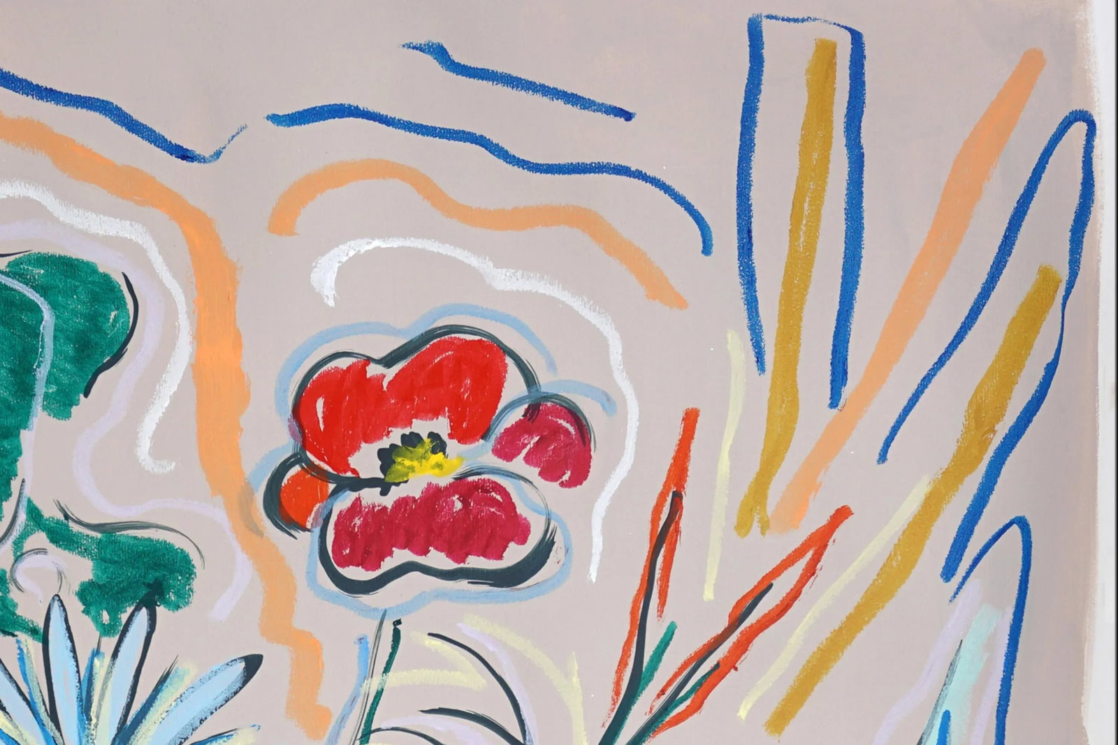 2025, Expressionist vs Figurative Flora of Country Wildflowers, Acrylic Paint and Wax Crayon on Wate - 3