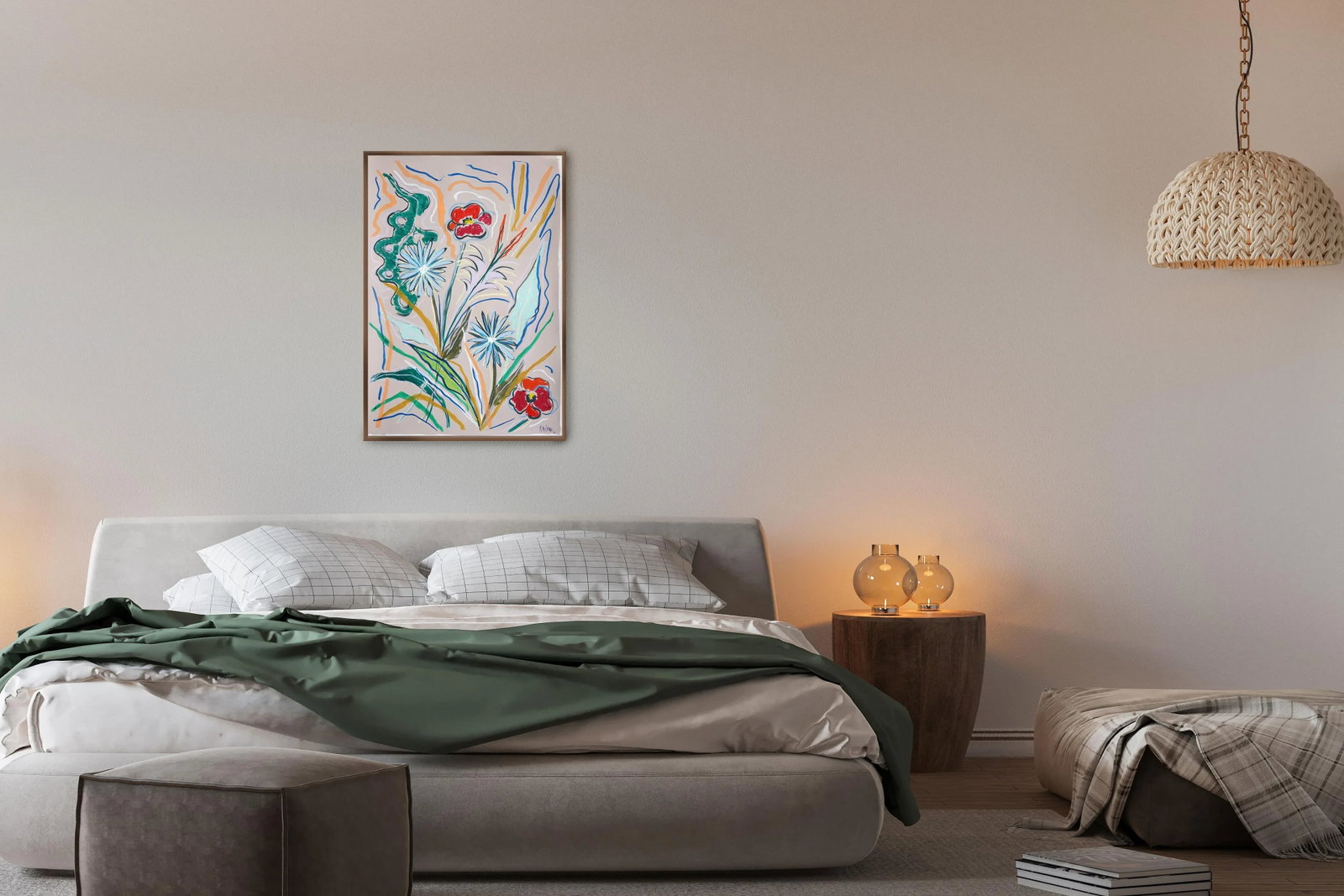 2025, Expressionist vs Figurative Flora of Country Wildflowers, Acrylic Paint and Wax Crayon on Wate - 4